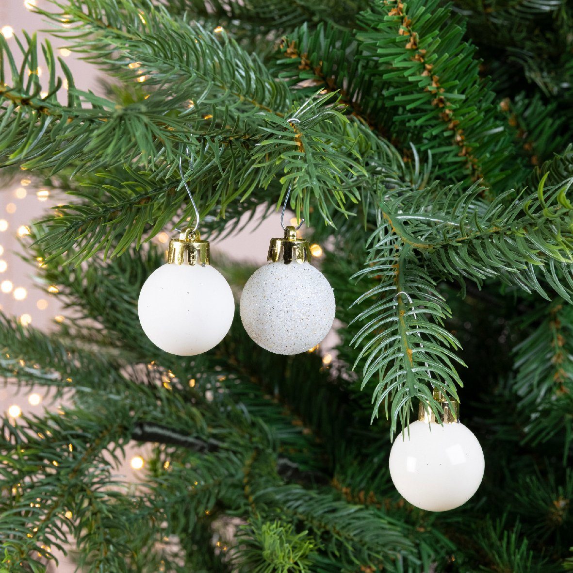 Weihnachtskugeln Wollweiß decorations Kunststoff - 3cm Weihnachtsbaumkugel, Set Decoris 14er season