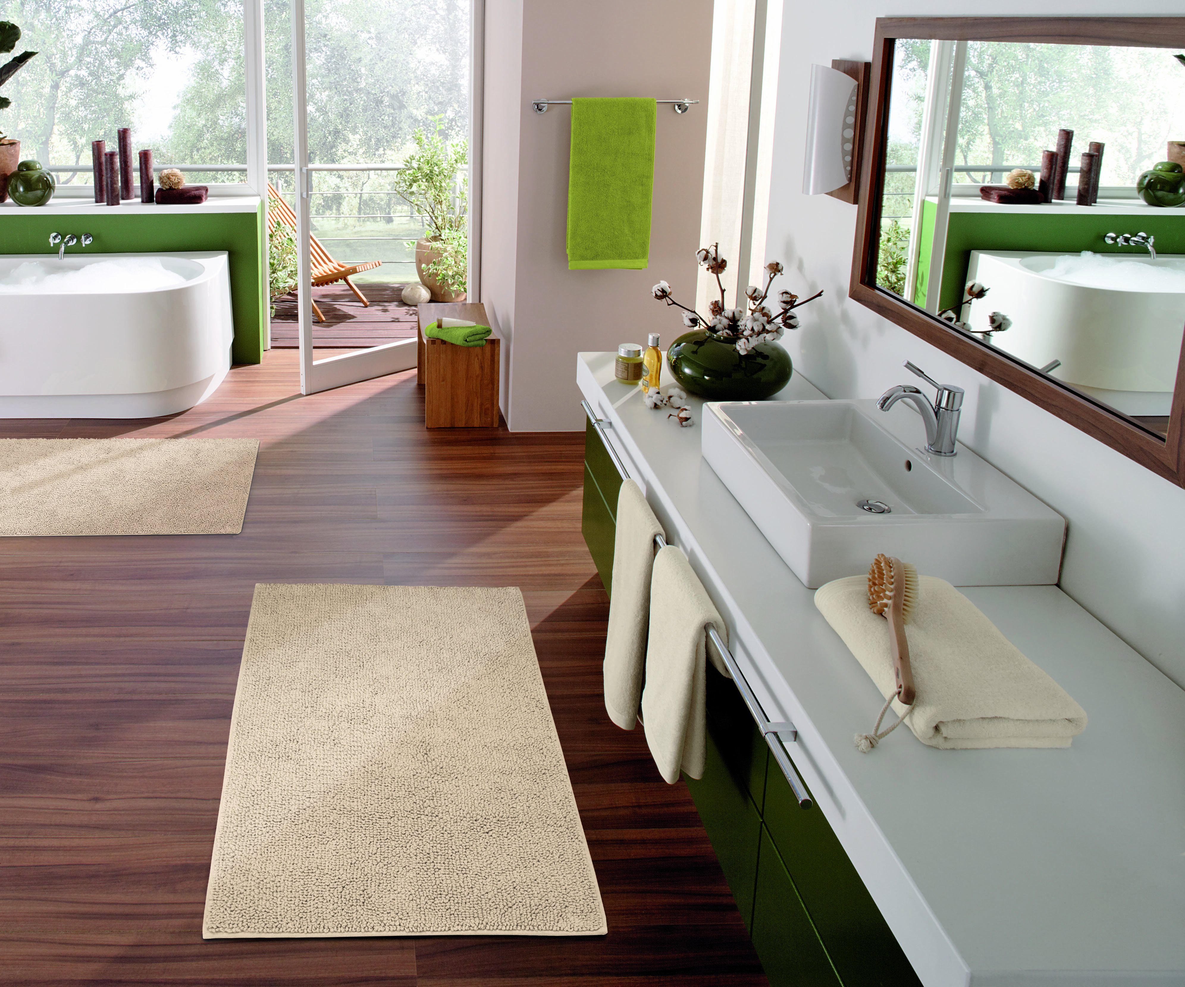 Kleine Wolke Badematte Chrissy, Badvorleger, Badezimmer Teppich, Höhe 10 mm, rutschhemmend beschichtet, beidseitig nutzbar, fußbodenheizungsgeeignet, Baumwolle, rechteckig, Badteppich, Uni Farben