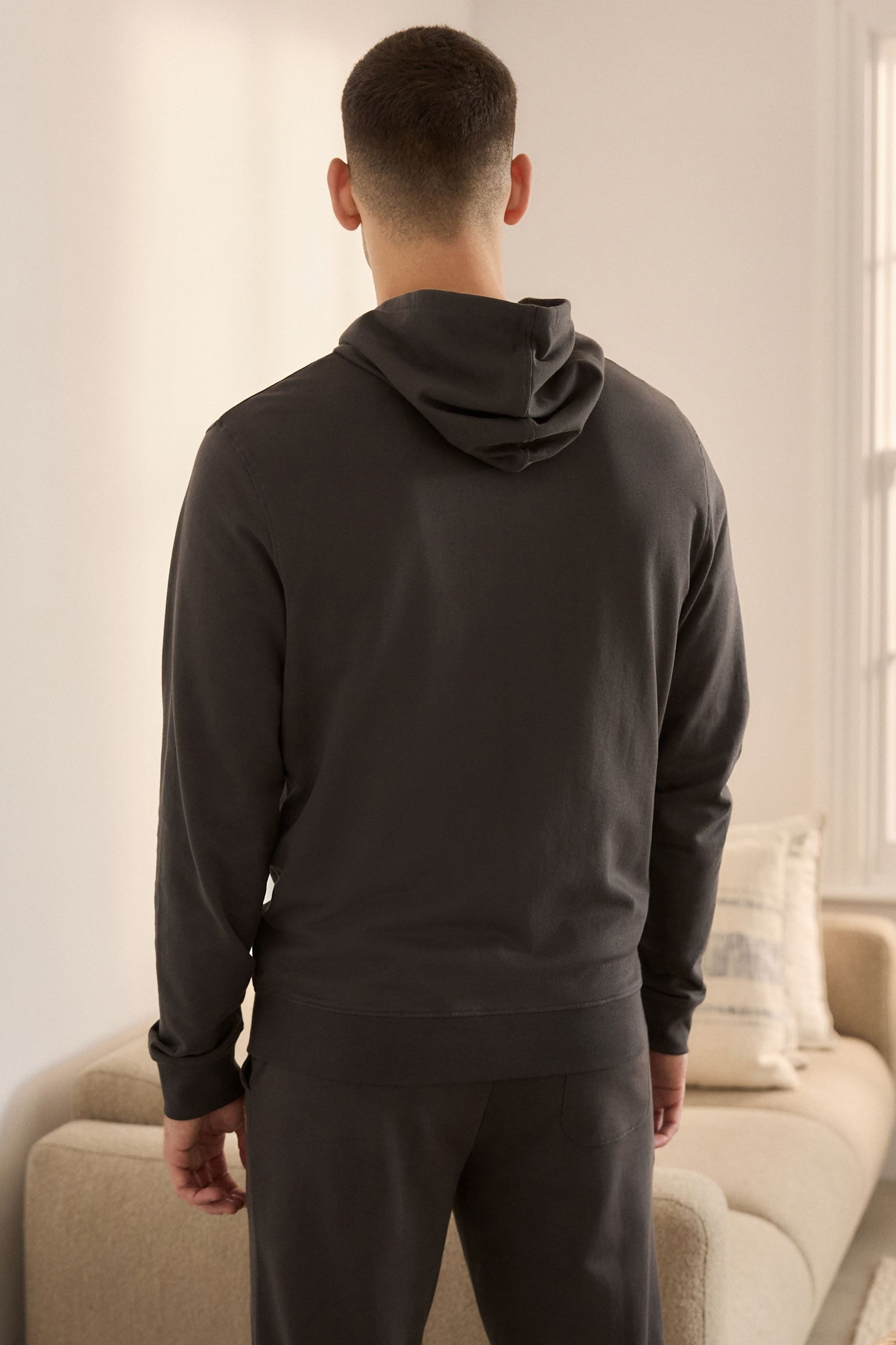 Next Kapuzensweatshirt Leichte Velours-Kapuzenjacke mit Reißverschluss (1-t günstig online kaufen