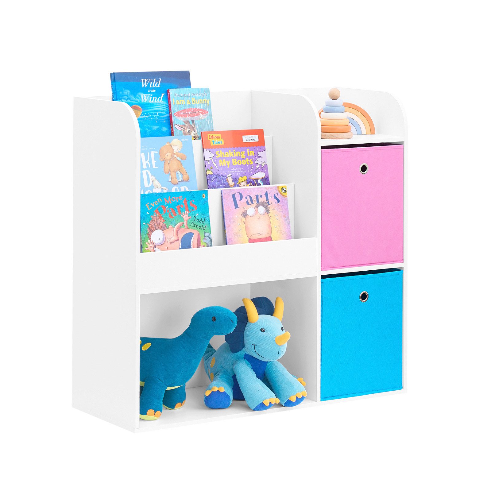 SoBuy Bücherregal KMB37, Kinderregal mit 5 Ablagefächern und 2 Stoffboxen S günstig online kaufen