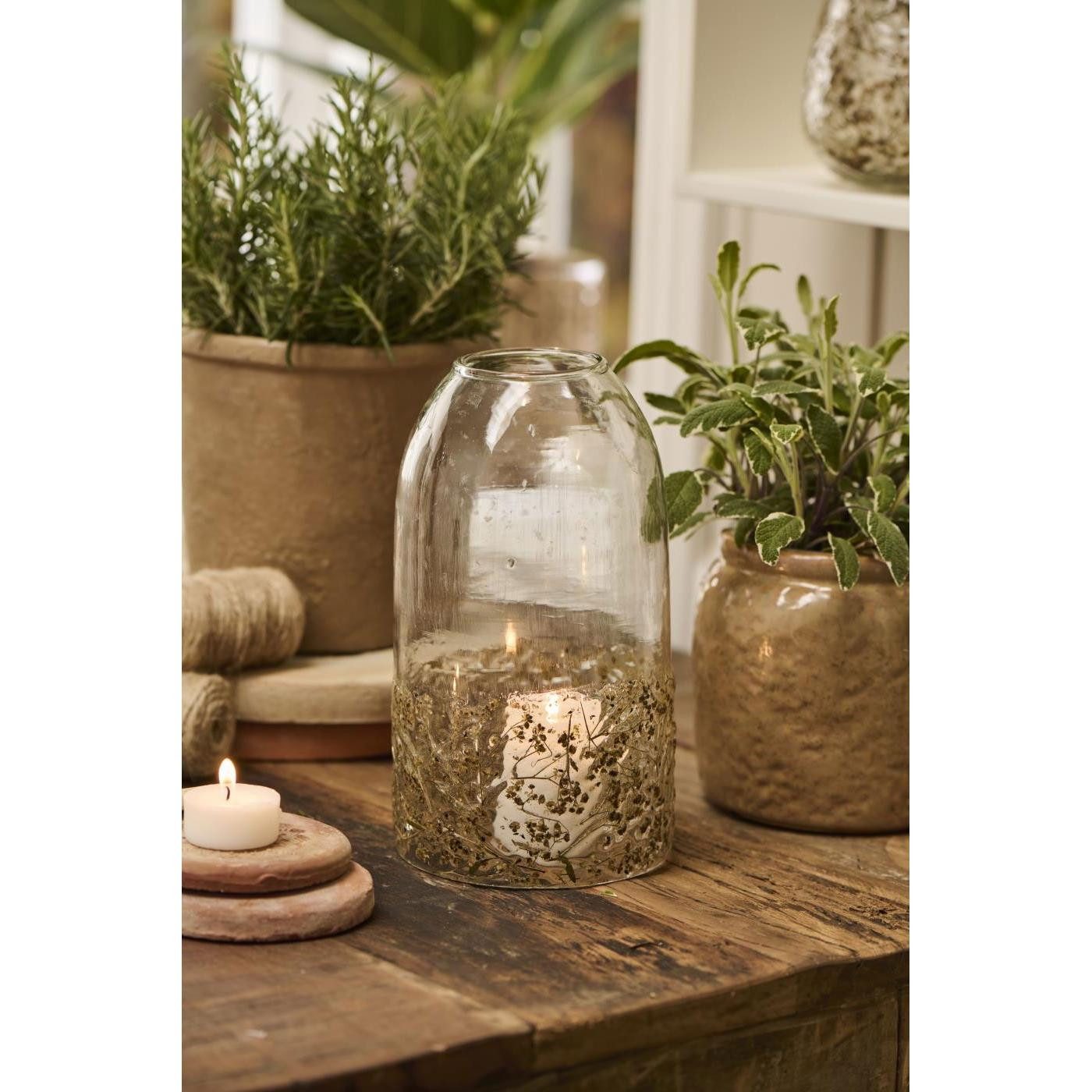 Ib Laursen Kerzenhalter Ib Laursen Windlicht mit getrockneten Gräsern im Gl günstig online kaufen