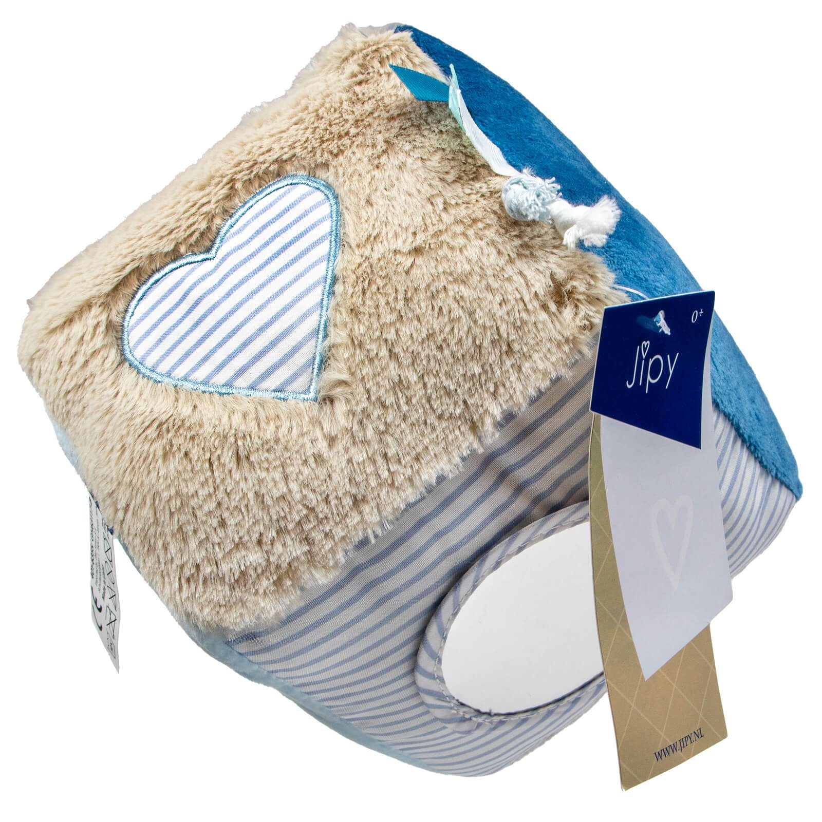 Otto Simon Motorikwürfel Baby Stoffwürfel Aktivitäten Würfel Spielwürfel blau, mit Rassel, Spiegel