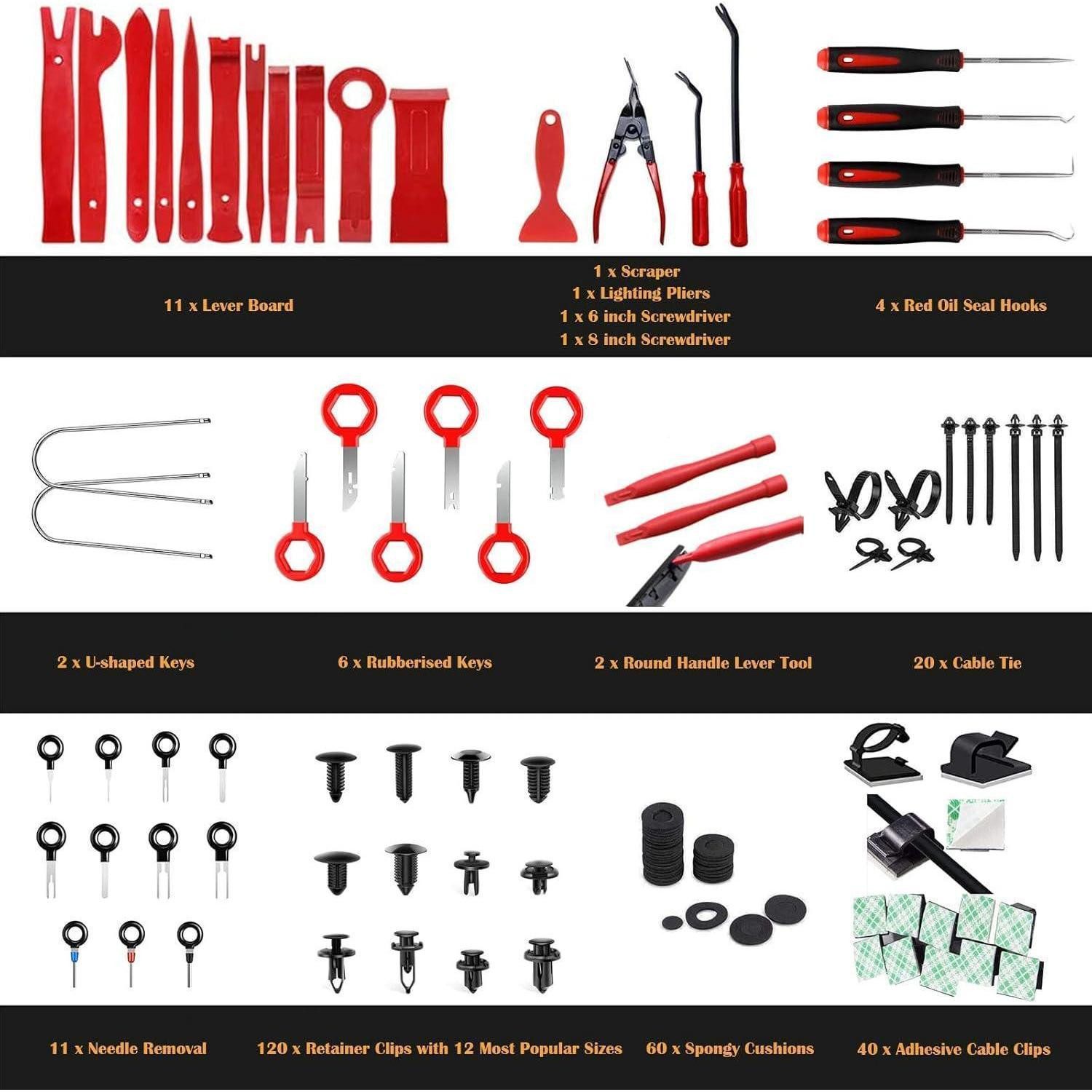 LuxusKollektion Multitool Auto Demontage Werkzeuge inkl. Zierleistenkeile - 280 tlg Profi KFZ