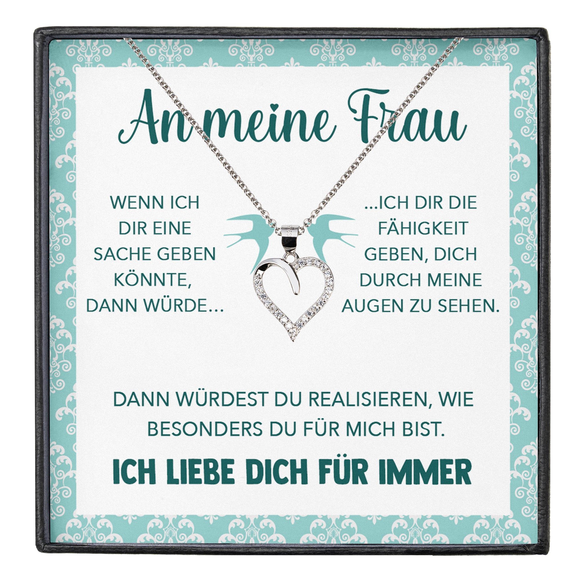 Valentinstagsgeschenk 22Feels Schmuckset An Meine Frau Ich Liebe Dich Kette Ehefrau Geschenk Hochzeitstag Herz (inkl. Geschenktasche, Karte, Poliertuc