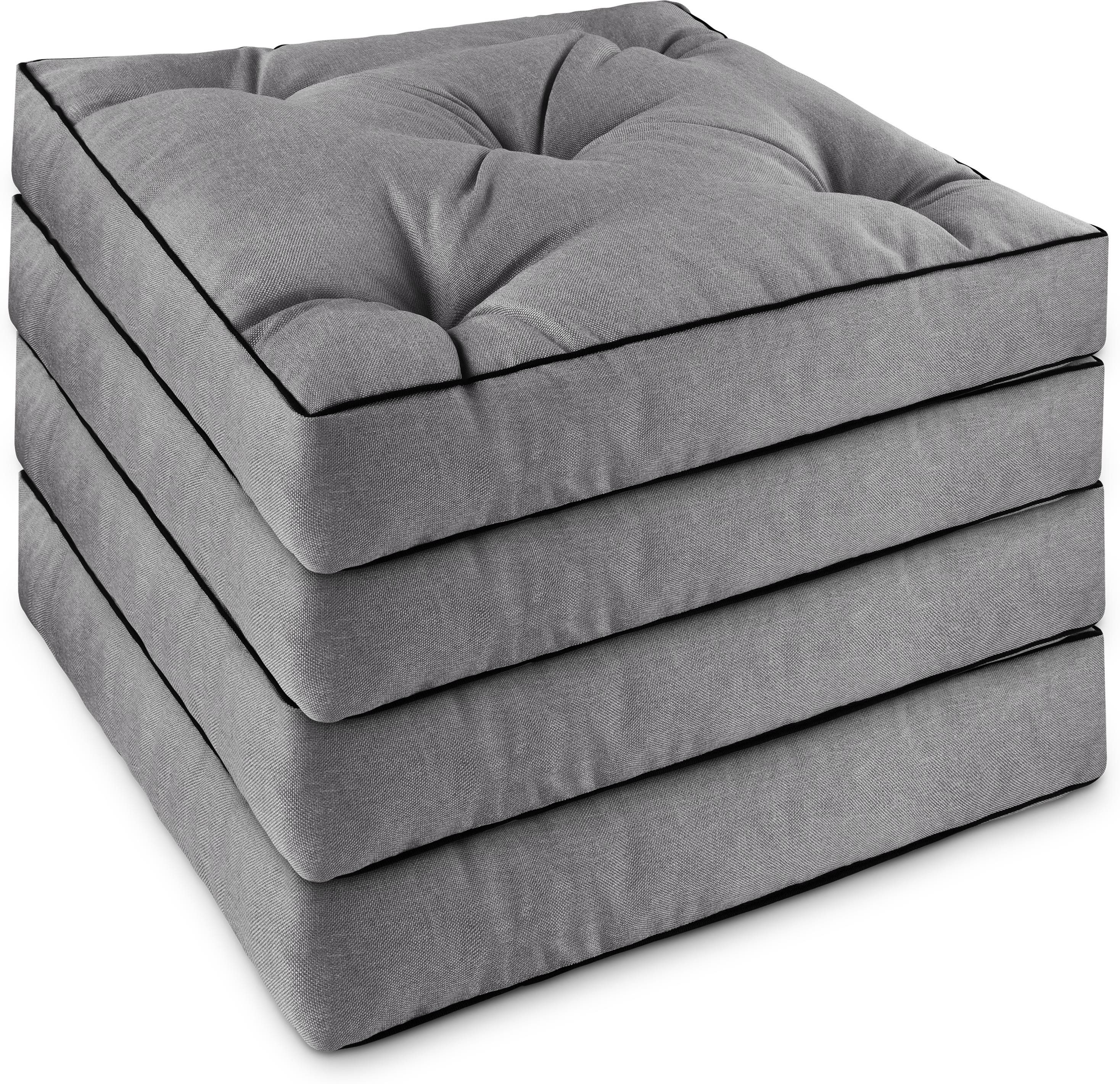 Aspero Sitzauflage 4 Stuhlkissen 50x50 cm Valletta, Gepolsterte Outdoor Auflage mit Steppung