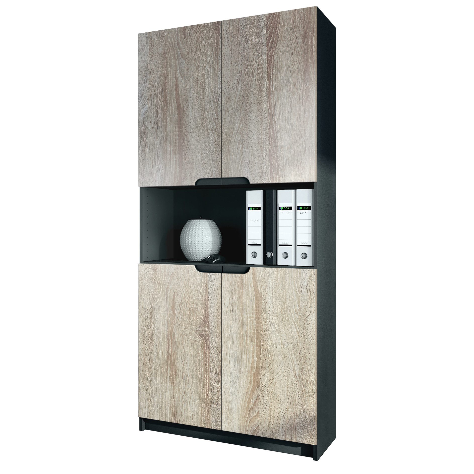 Vladon Aktenschrank Logan V2 (Aktenschrank, mit Soft-Close Funktion) Schwar günstig online kaufen
