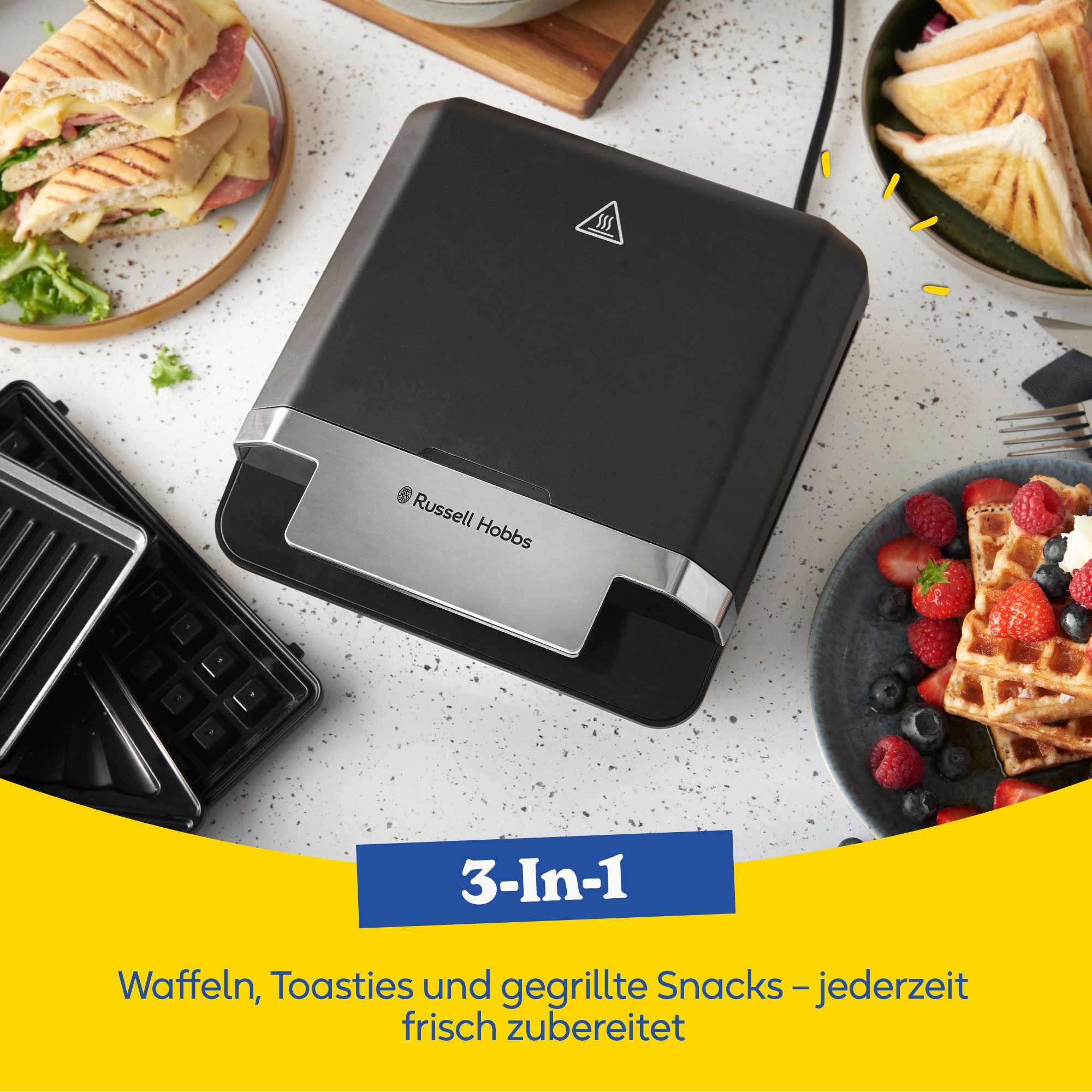RUSSELL HOBBS 3-in-1-Sandwichmaker Creations 28690-56, 820 W, Inkl. Sandwich-, Waffel-& Grillplatten
