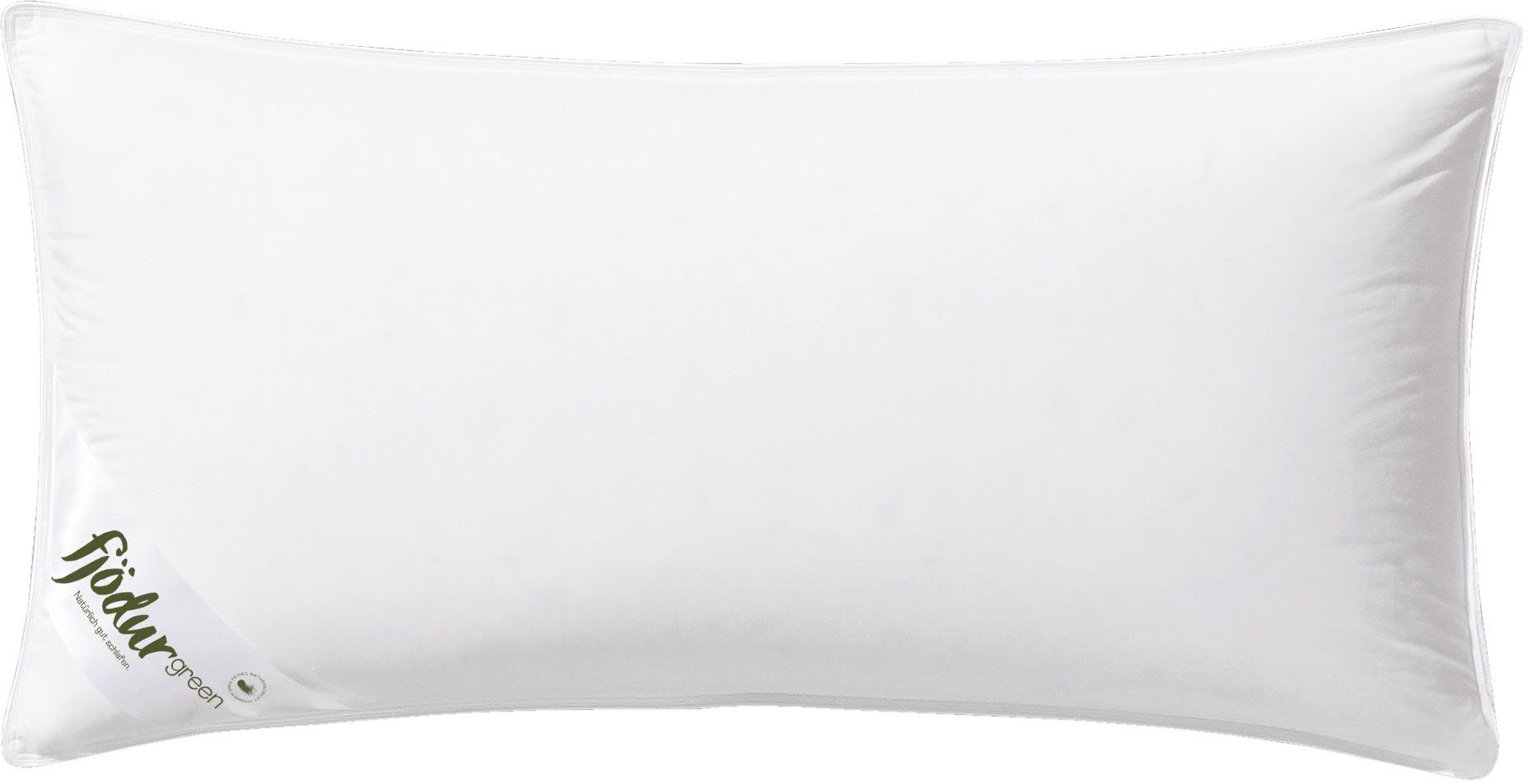 fjödur 3-Kammer-Kopfkissen Fleur, Kissen Made in Germany, Füllung: Außen: 50% Daunen % 50 dern, Innenkern aus Federn, Bezug: Bio-Baumwolle, Das 3-Kammerkissen gibt es in den Größen 40 x 80 und 80 x 80 cm.