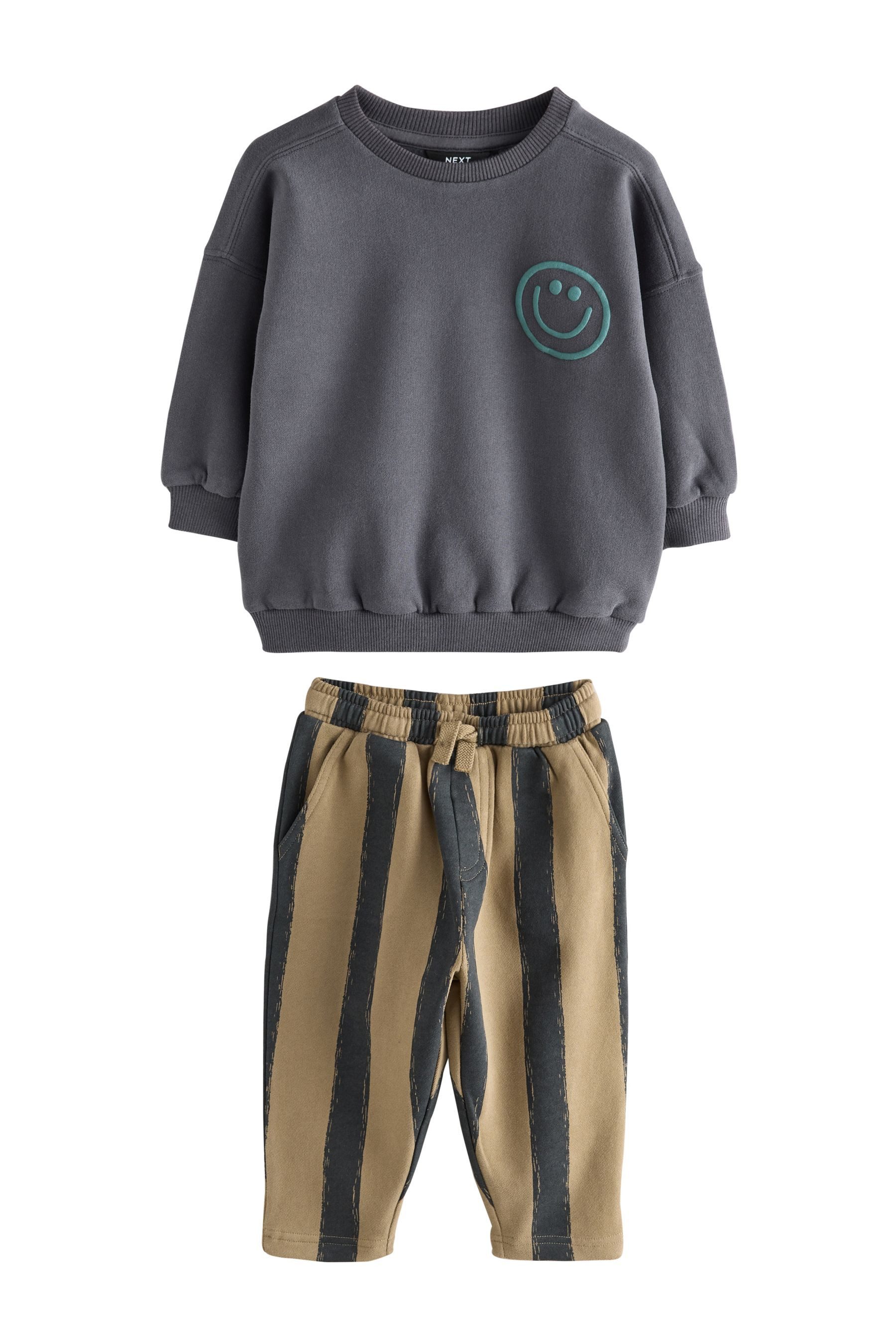 Next Sweatanzug Gemusterte Jogginghose und Sweatshirt im Set (2-tlg)