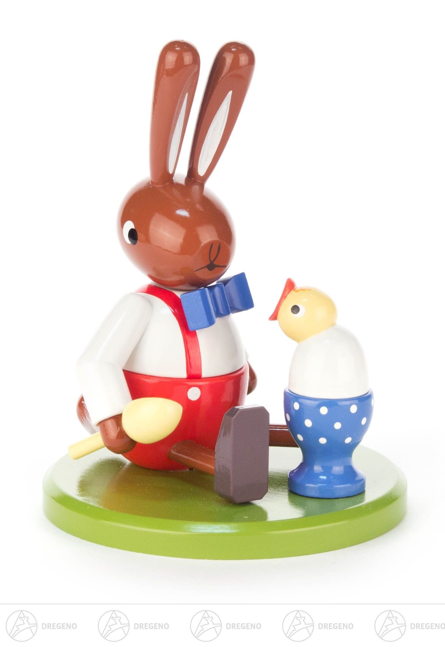 Dregeno Erzgebirge Osterhase Ostern & Frühjahr Hase sitzend mit Eierbecher groß Breite x Höhe x