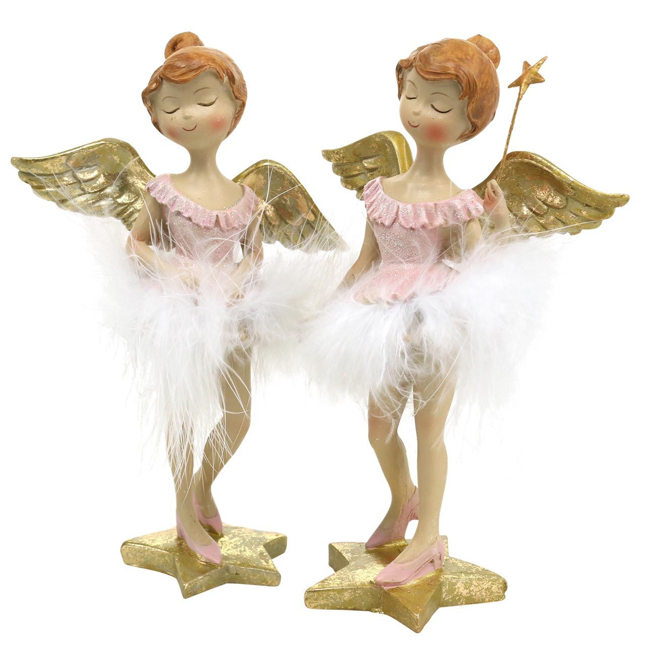 Viana Weihnachtsmann Zauberhafte Deko Ballerina-Engel in Rosa & Gold, Glitzer, 2 Stück
