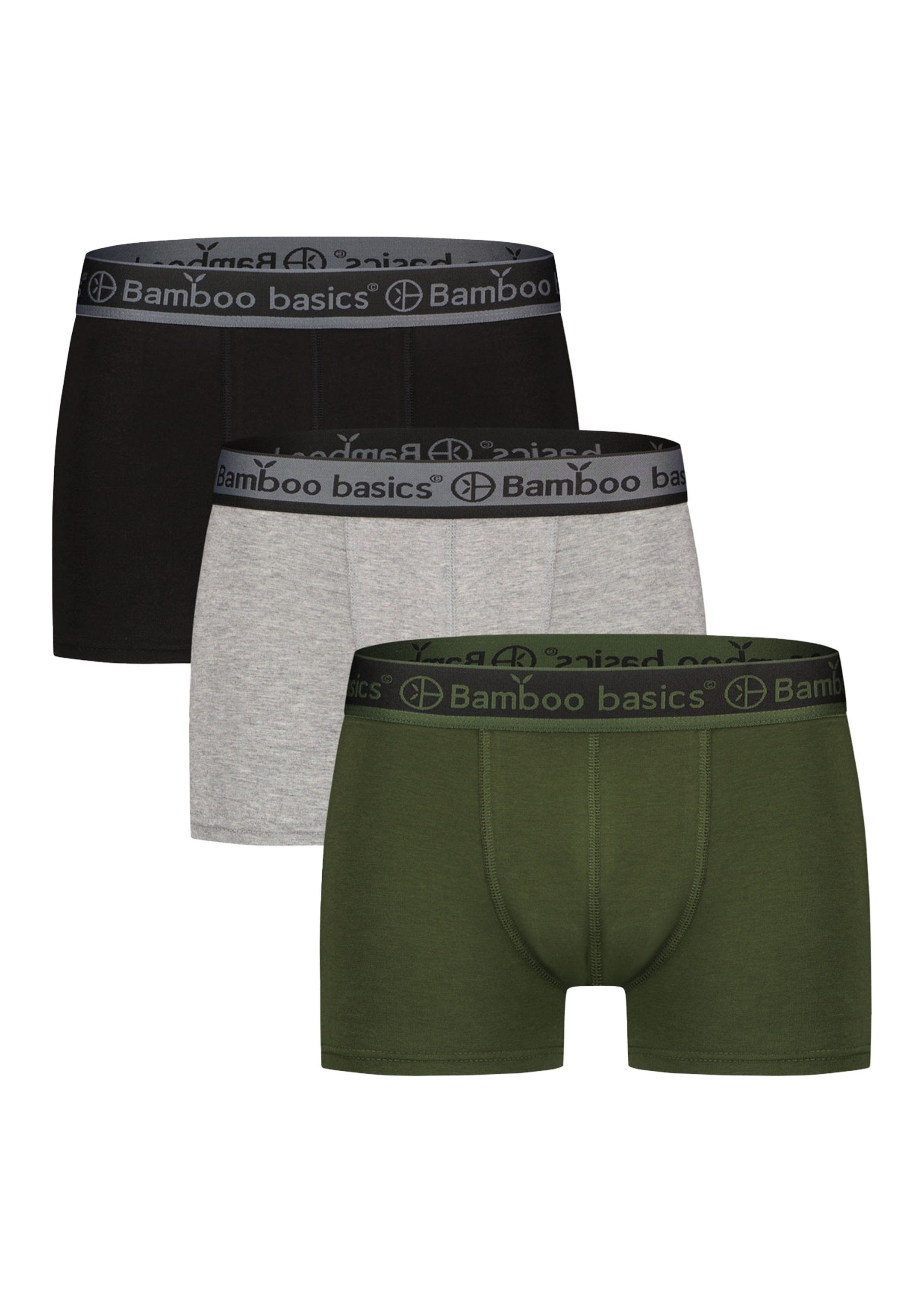 Retro Grün Weiches - Pack mit / Ohne Liam Retro 3-St) Bamboo Grau Schwarz 3er Pant basics Material / Viskose (Spar-Set, - Short Eingriff Boxer /