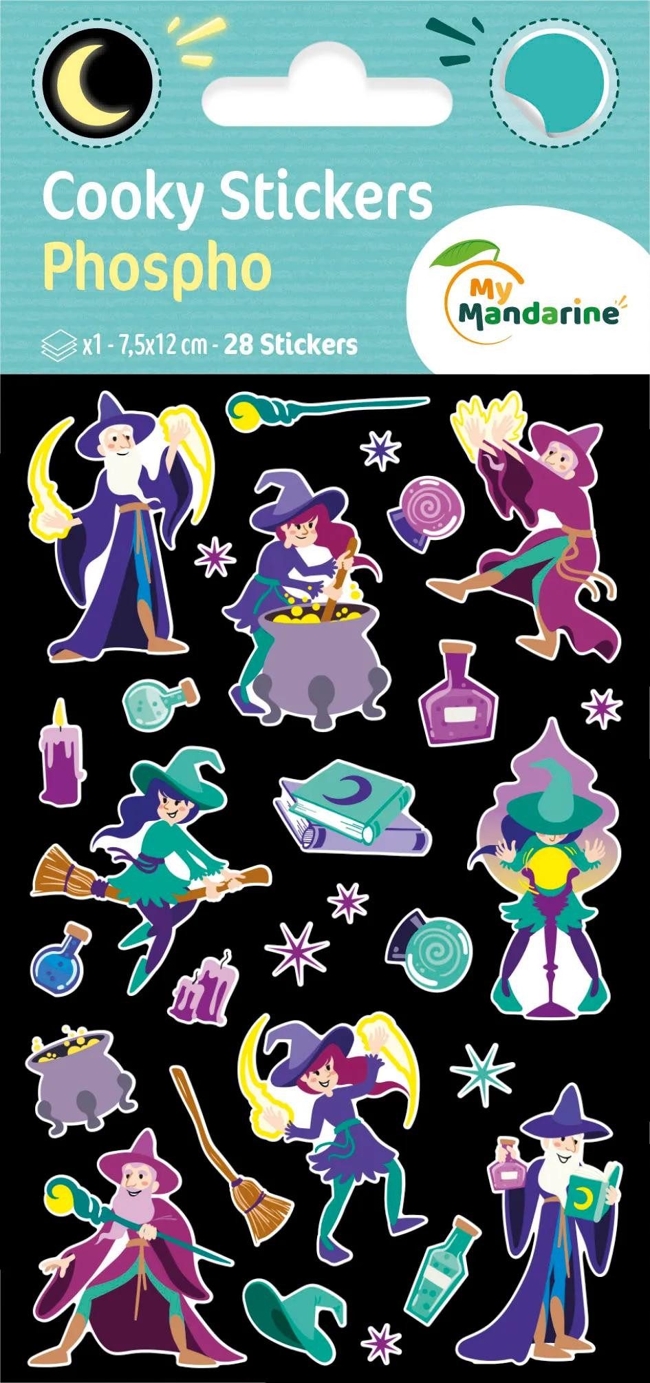 maildor Sticker 10x Cooky Phospho, 1 Stickerbogen 7,5x12cm, Magie - Mehrfarbig CY168C, My Mandarine