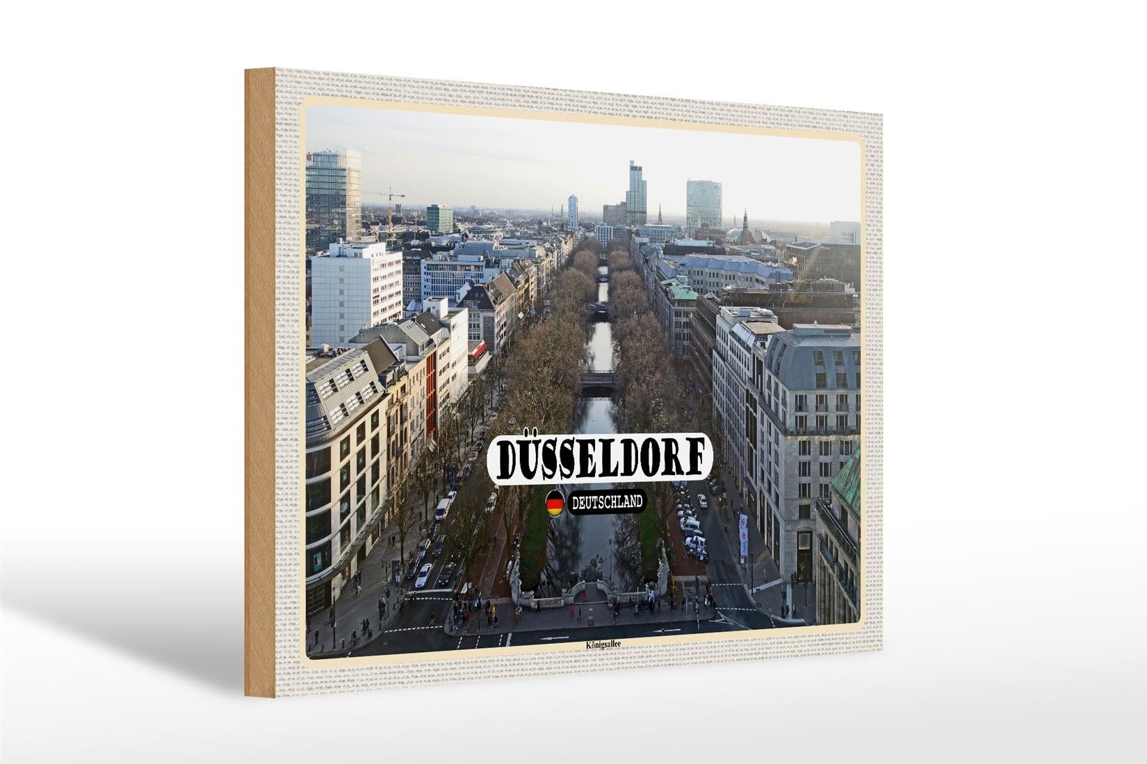 Holzbild Städte Düsseldorf Königsallee 30x20cm