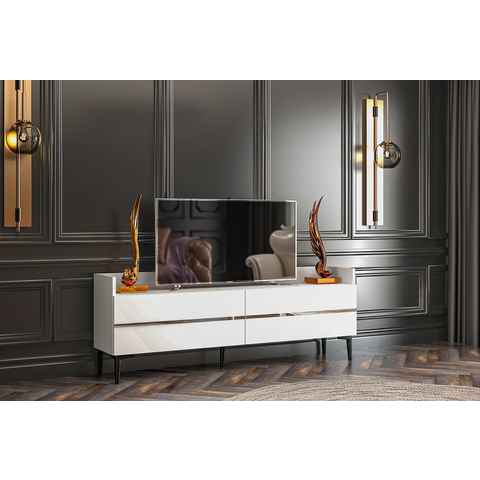 Givayo Möbel TV-Regal Givayo Möbel Palermo Weiss Fernsehtisch Tv Schrank Lowboard Sideboard