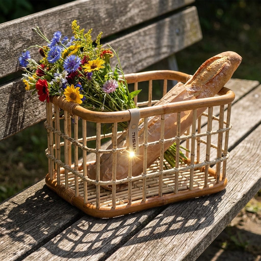 Basil Fahrradkorb Basil Fahrradkorb Green Life Rattan L 46x35x28cm natur braun weitmasch