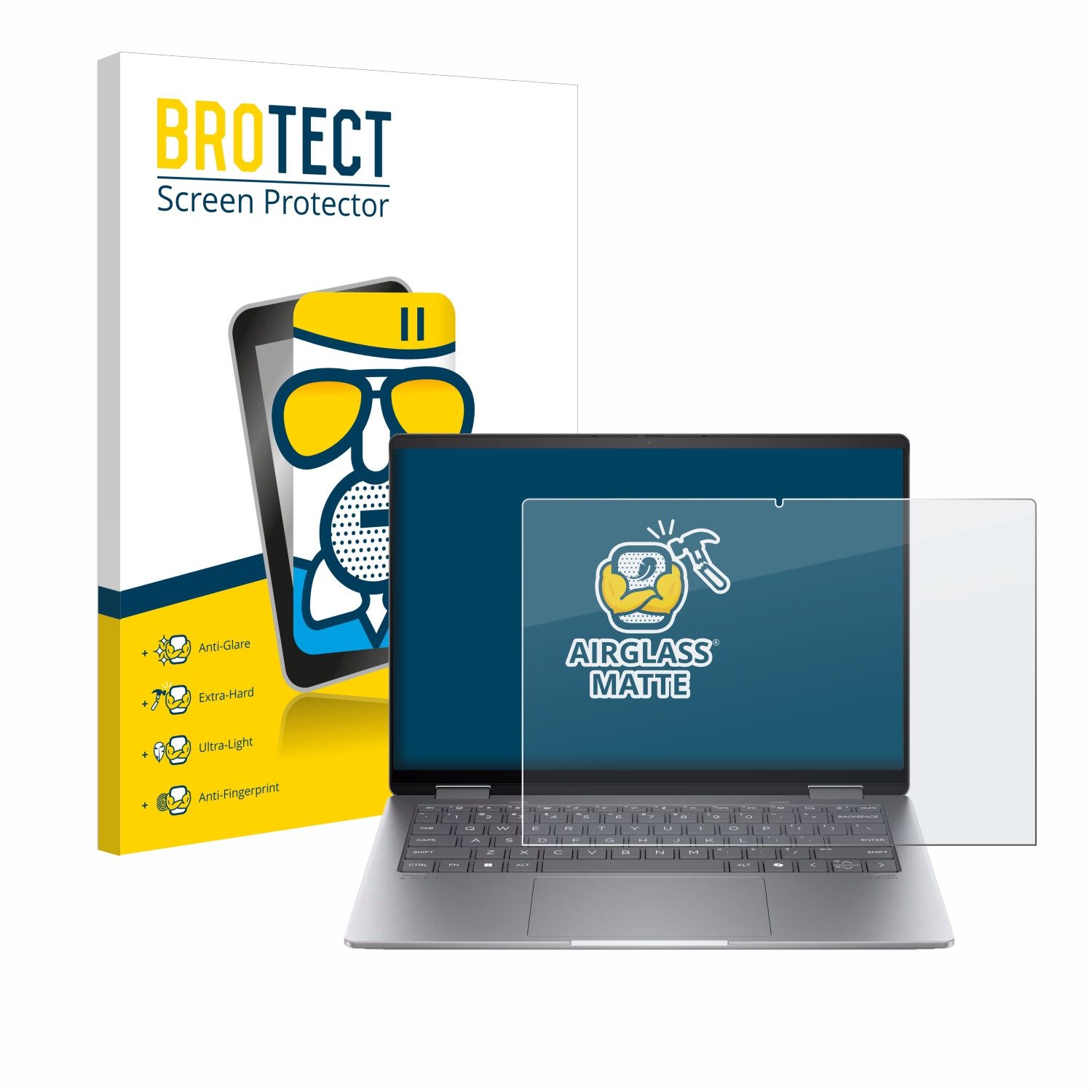 BROTECT Displayschutzglas Folie für HP Envy x360 2-in-1 14-fa0008na, Schutzfolie Glas Panzer Display Schutz matt