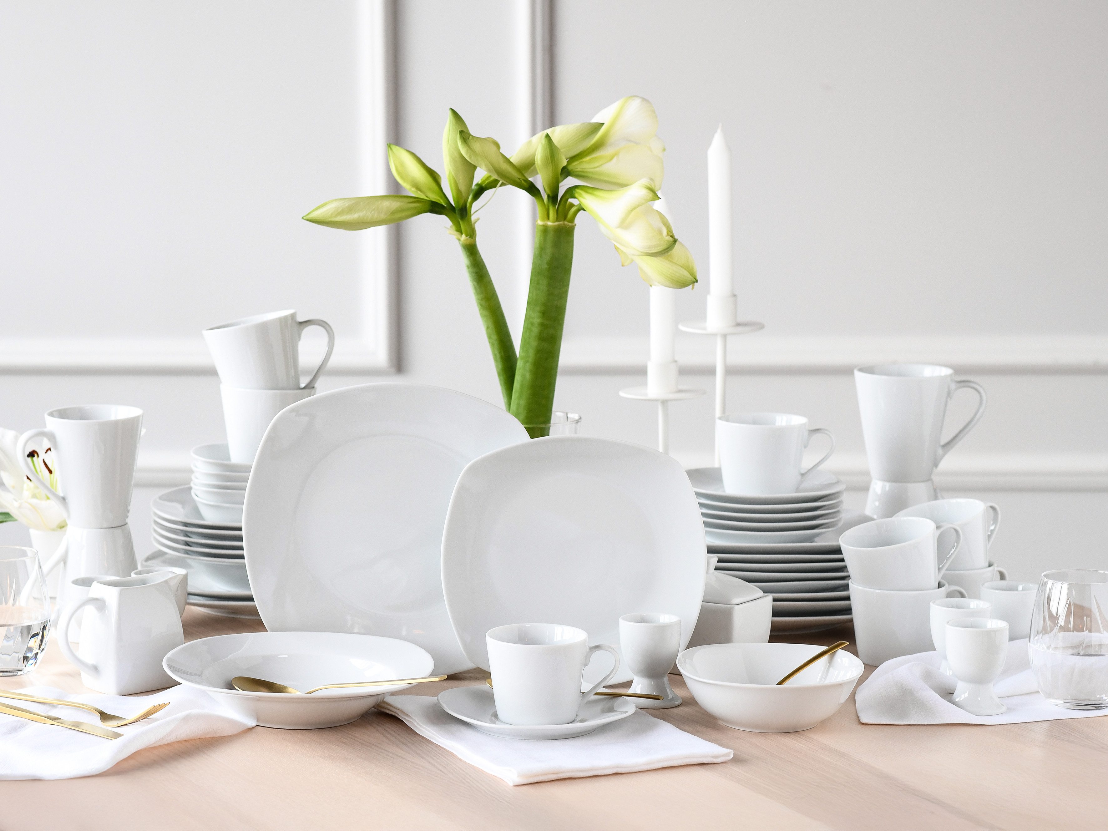 OTTO home Geschirr-Set Arrianna (50-tlg), 6 Personen, Porzellan, Moderne Optik, Zeitloses Design, Beliebig kombinierbar