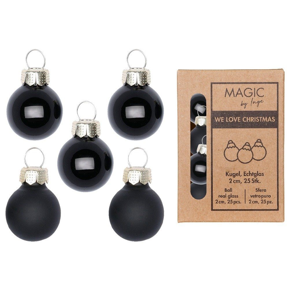 MAGIC Weihnachtskugeln Ebony 2cm Inge - 25 Glas Christbaumschmuck, Stück by Black