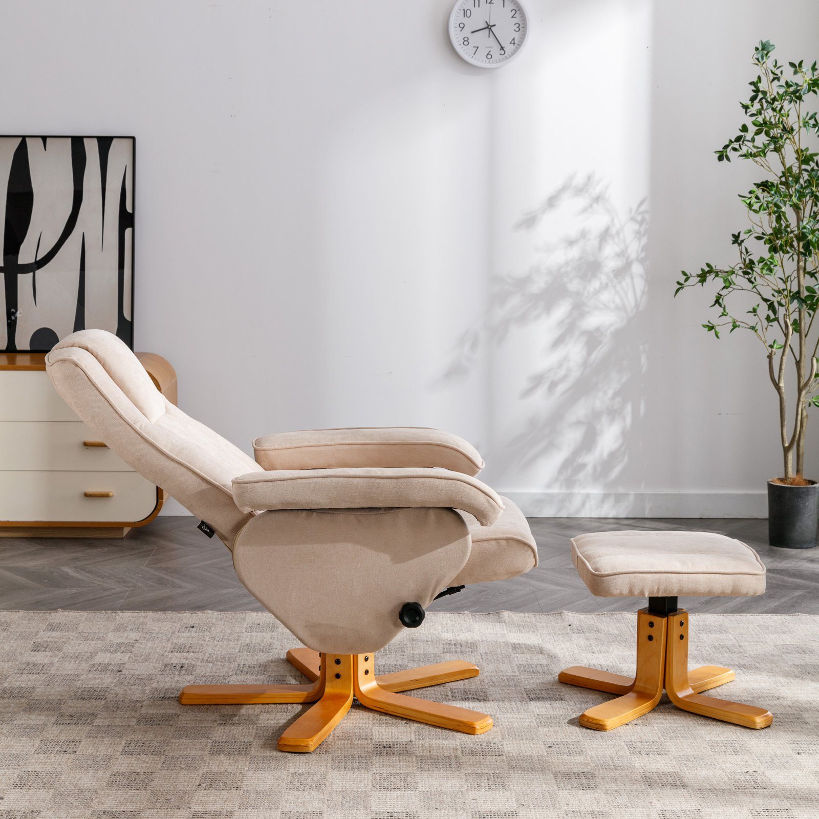 SVITA Relaxsessel CHARLES (Set, 2-St., Relaxsessel mit Hocker), 360° drehbar,mit Fußablage,Wippmechanismus,bequem gepolstert