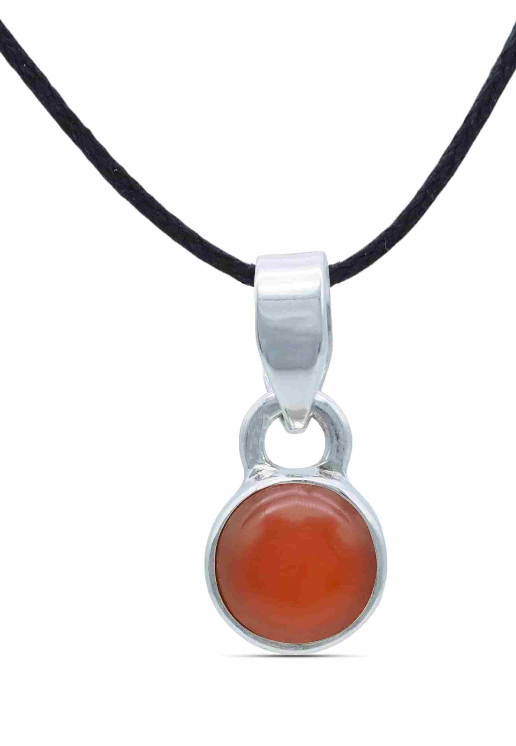 mantraroma Кулоны SAMA rund aus 925 Silber mit Karneol (Kettenanhänger am Baumwollband im Schmuckbeutel), 925 Sterling Silber Кулоны für Damen