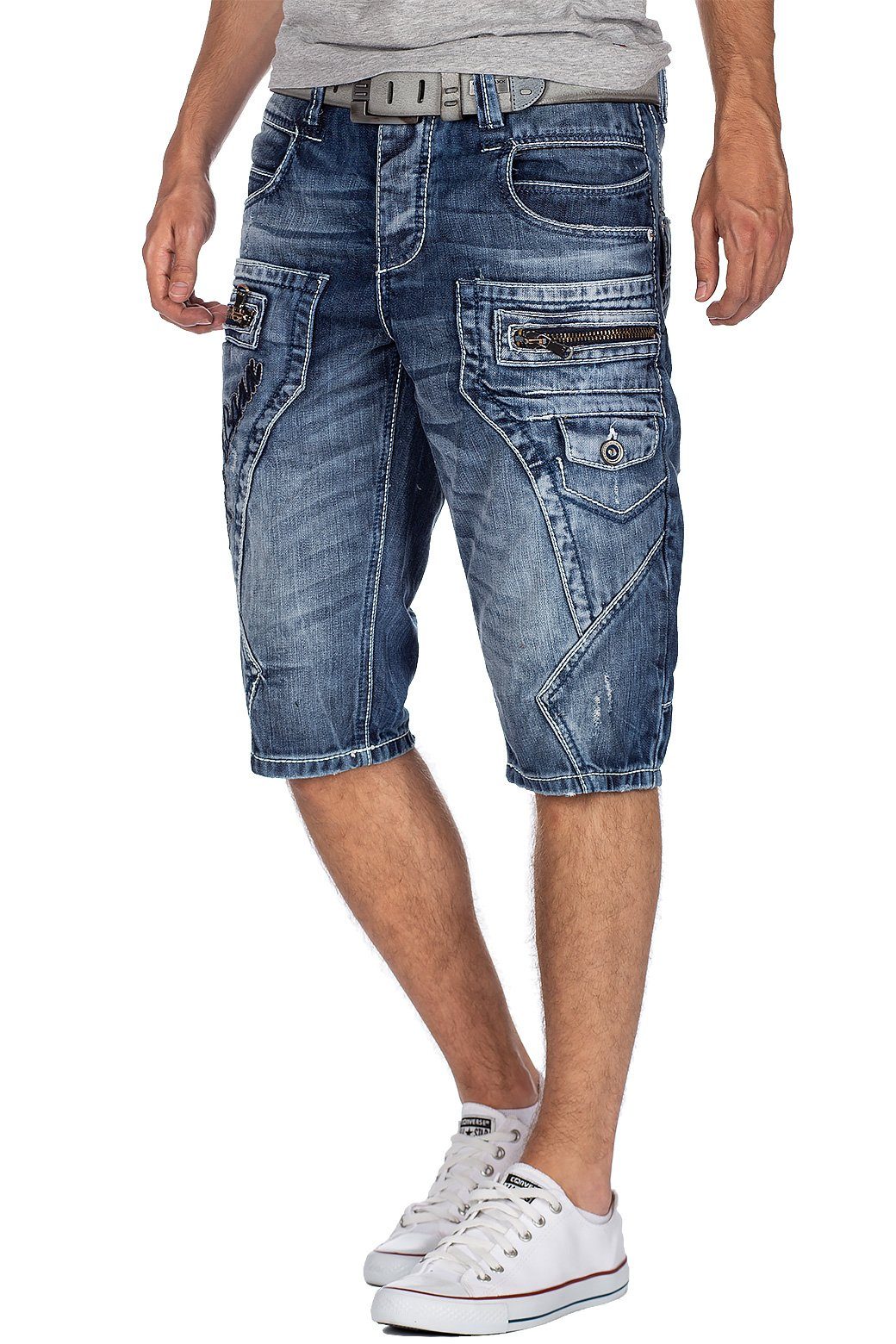 Cipo & Baxx Shorts Herren regular fit Kurze Hose Stonewashed BA-CK101 Stone günstig online kaufen