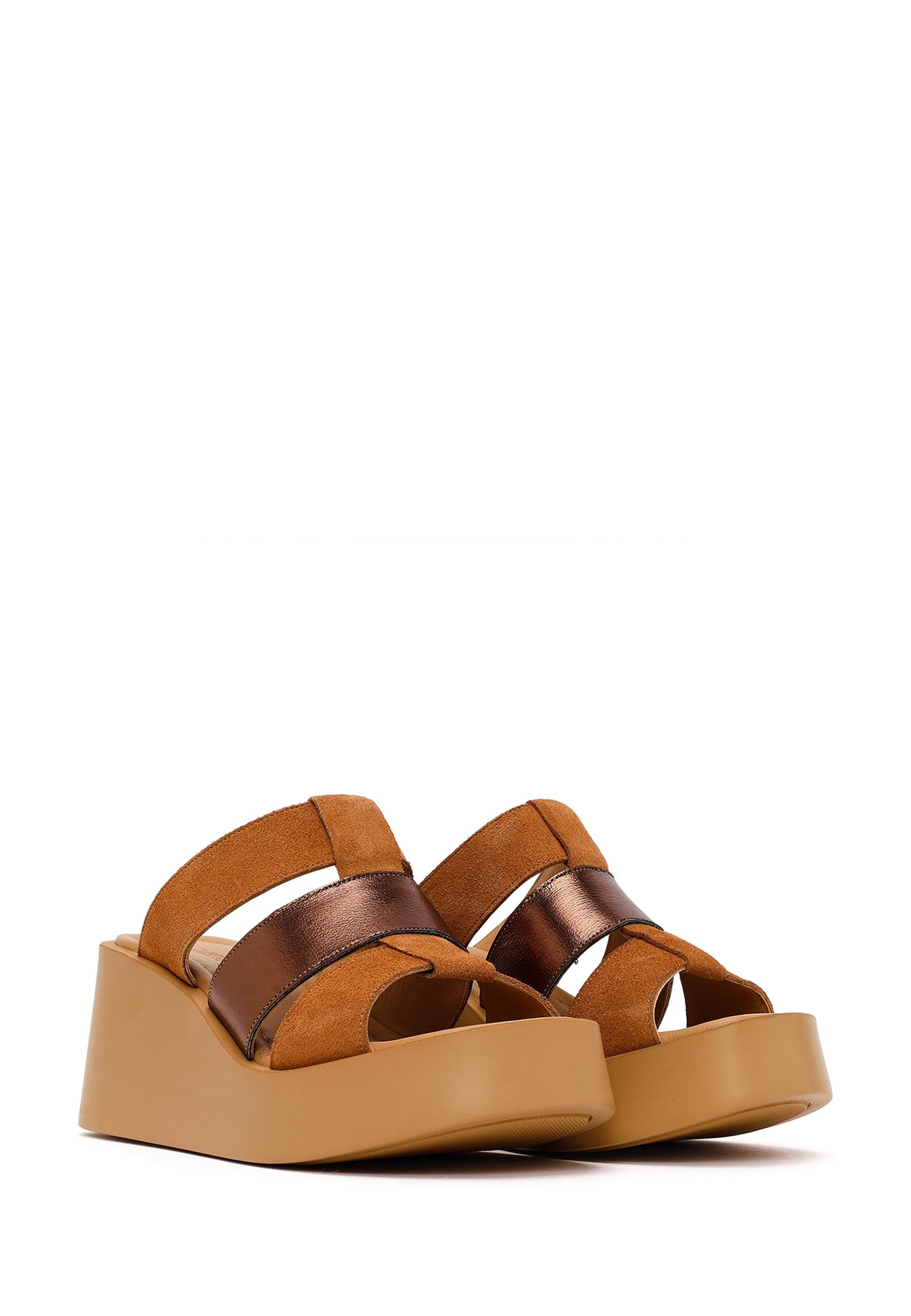 Derimod Keilabsatz-Pantoletten aus Leder Mules Echtes Leder, TPU-Sohle, Keilabsatz-Design, Slipper