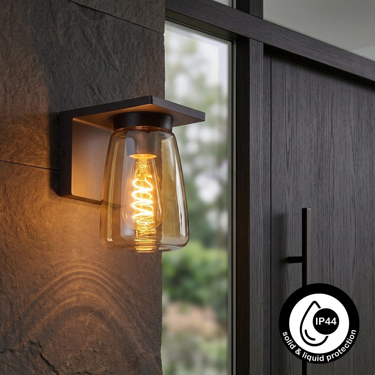 hofstein Wandleuchte moderne Wandlampe aus Metall/Glas in Anthrazit/Rauchfarben, ohne Leuchtmittel, Wandleuchte, Außenleuchte, 1xE27, ohne Leuchtmittel, IP44