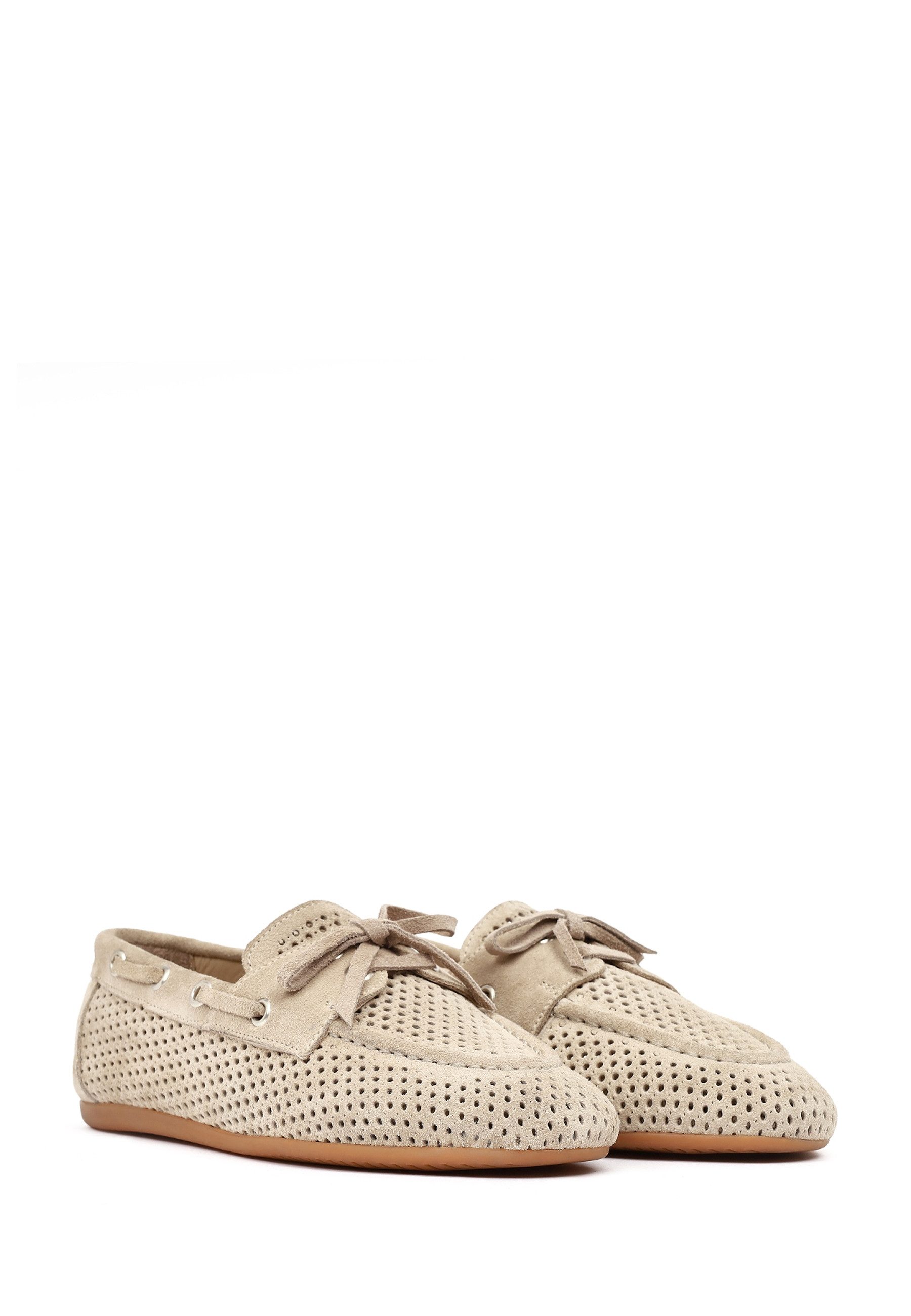 Derimod Loafer aus Veloursleder Loafer Echtes Leder, Lederfutter, Perforiertes Obermaterial, Slip-on-Design