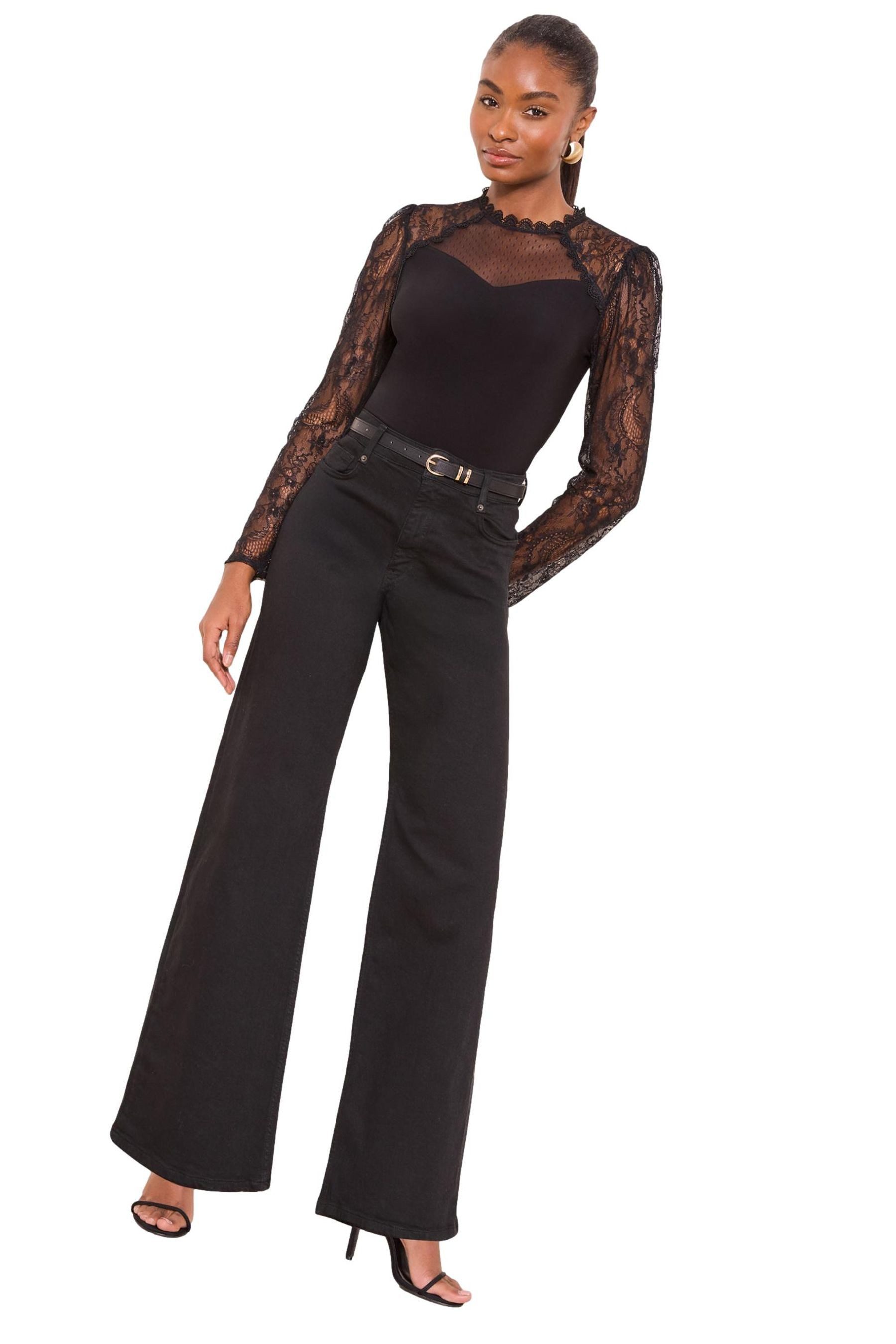 LIPSY Langarmbluse Lipsy Langärmeliges Top aus Spitze, Regular (1-tlg) günstig online kaufen