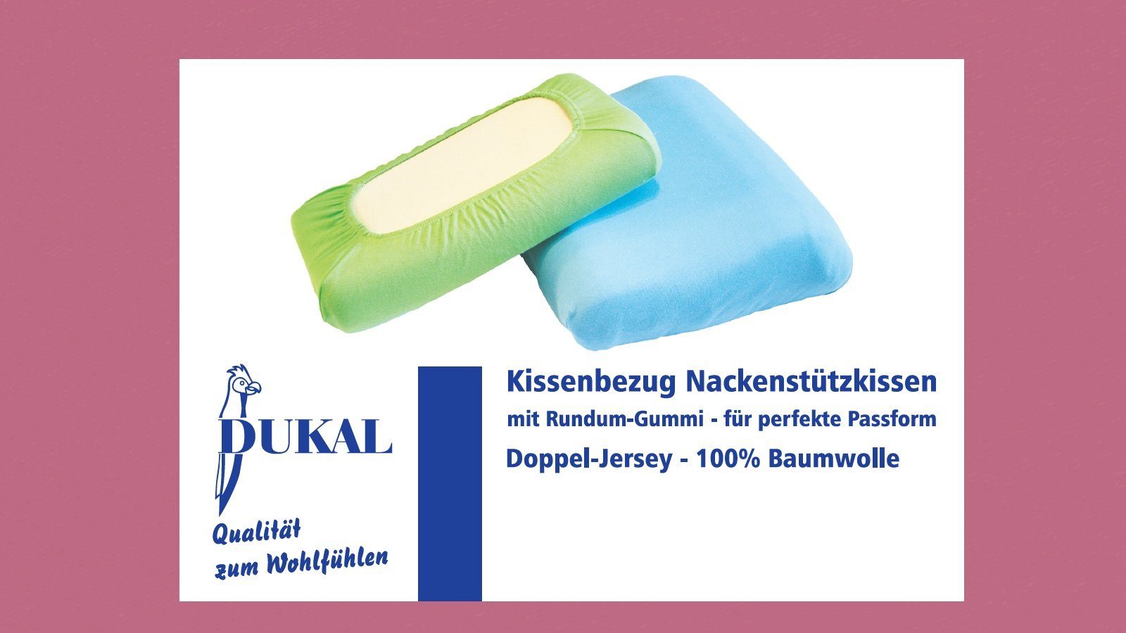 DUKAL Kissenbezüge Nackenstützkissen, aus hochwertigem DOPPEL-Jersey, (1 Stück), 30x50 - 35x50 cm, 100% Baumwolle, mit Spannumrandung, Made in Germany