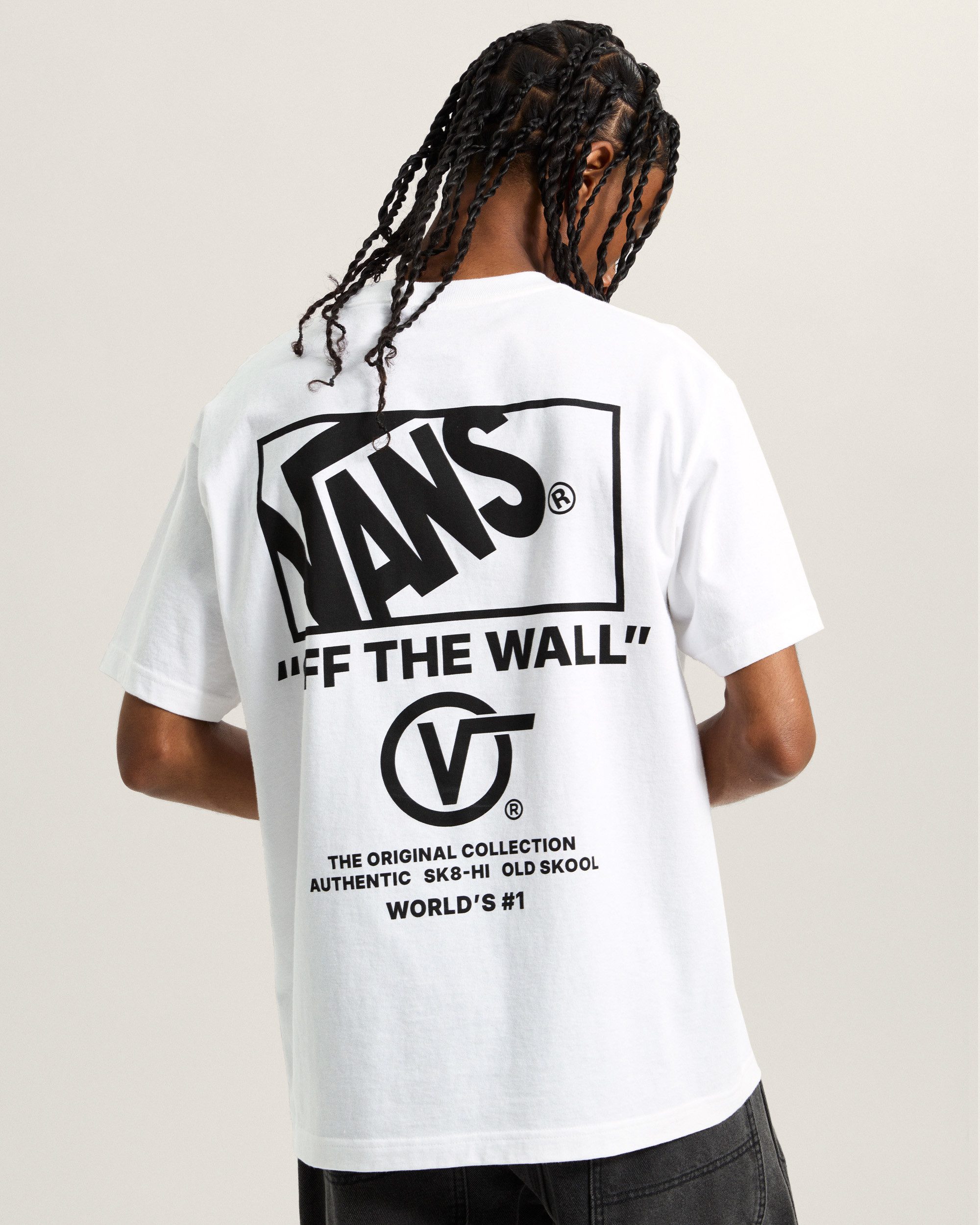 Vans T-Shirt Stacked Hi SS Tee Kurzarm, für Erwachsene, aus Baumwolle, mit Front- und Rückendruck