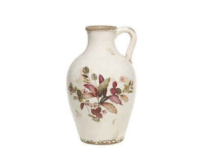 Chic Antique Tischvase Florac Flasche Vase m. Blumenmotiv H26/D16,5 cm creme (1 St)