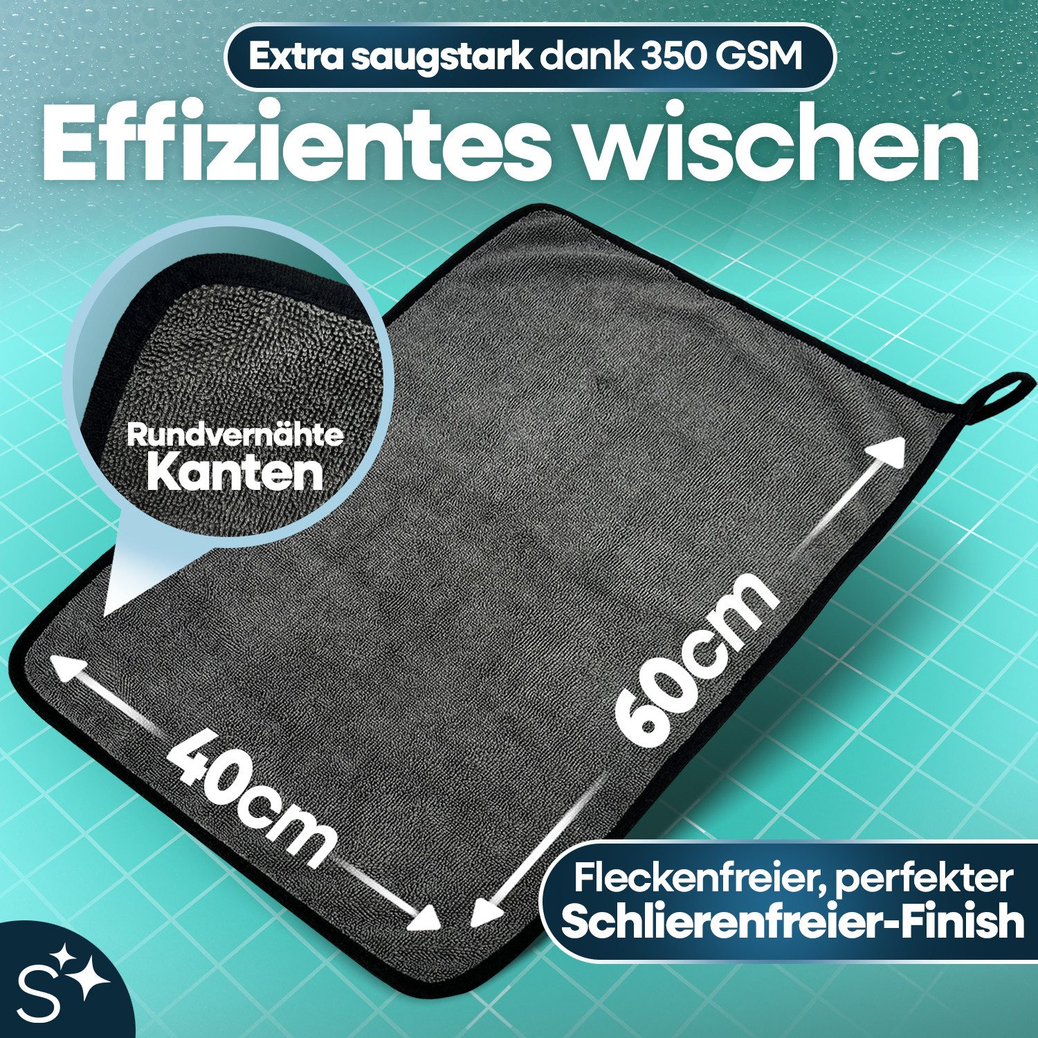 Slummer Trockentuch Dusche Fenster Putztuch streifenfrei Mikrofasertuch (Mikrofaser, 40x60 cm, 1-tlg., Mikrofasertuch, hohe Wasseraufnahme Auto Küche Camping)