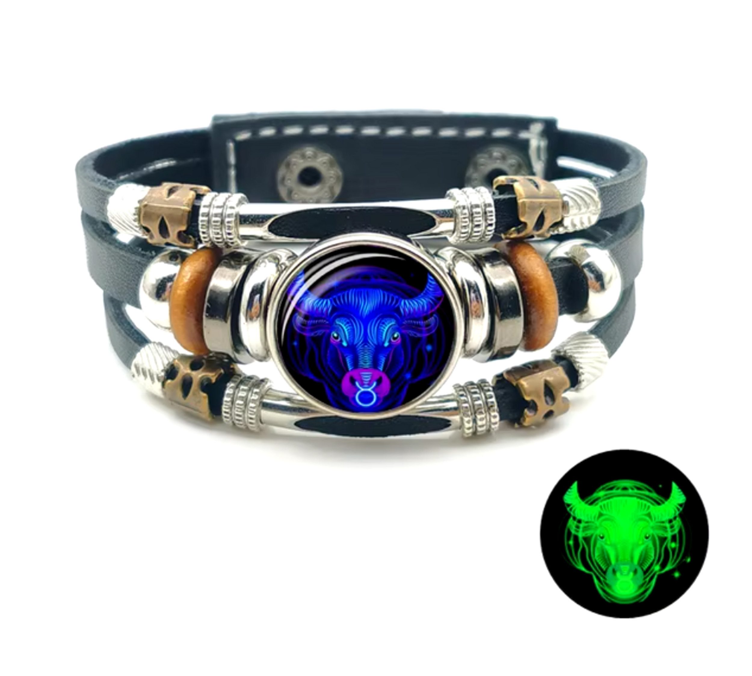 Stelby Armband mit Gravur Armband Sternzeichen Stier mit 3D Gravur im Glas (Weihnachtsgeschenk, Geburtstagsgeschenk, Valentinstaggeschenk, modern, minimalistisch), langlebig, pflegeleicht, unisex