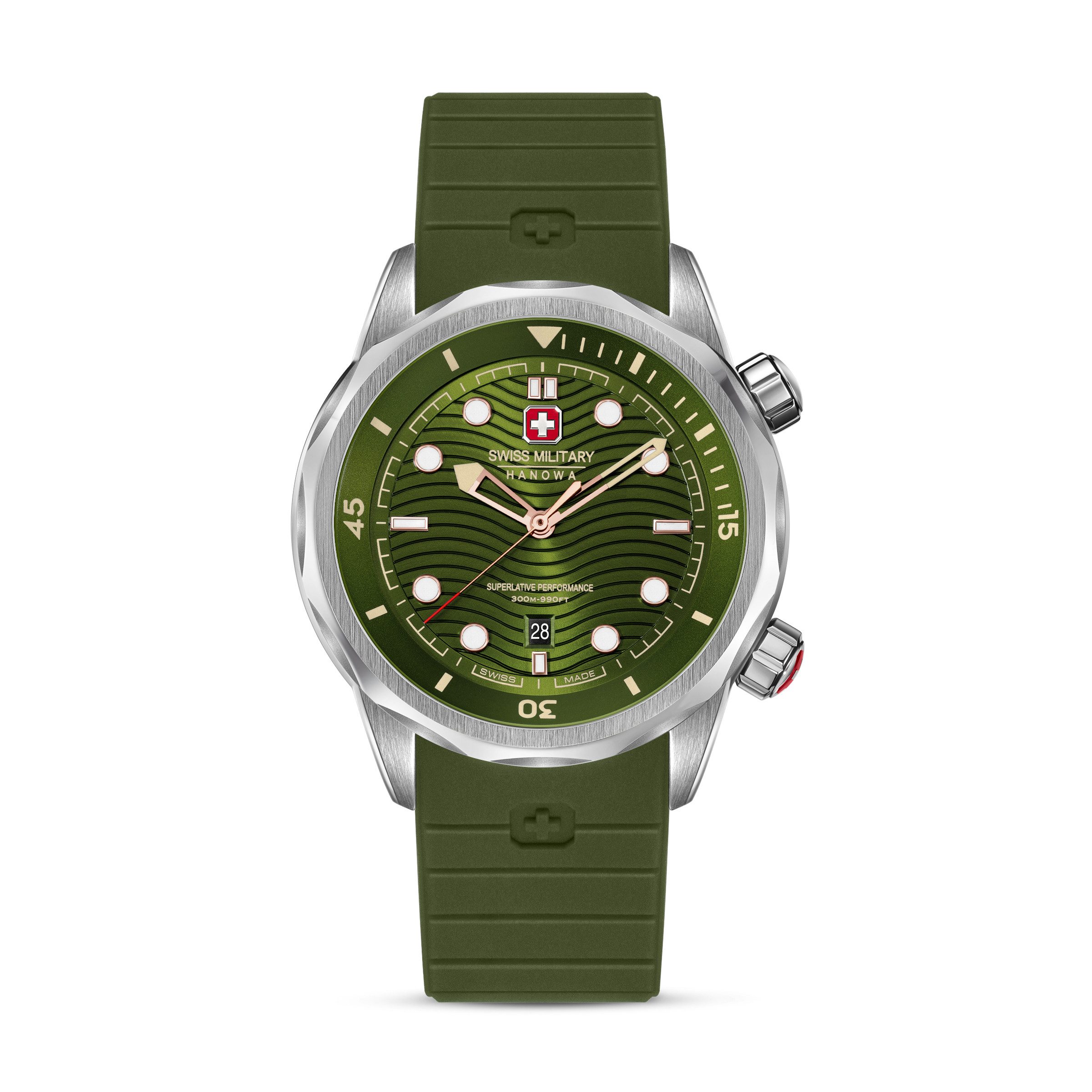 Swiss Military Hanowa Quarzuhr Breakwater SMWGN0006402, Armbanduhr, Herrenuhr, Swiss Made, Silikonarmband, analog, Tag