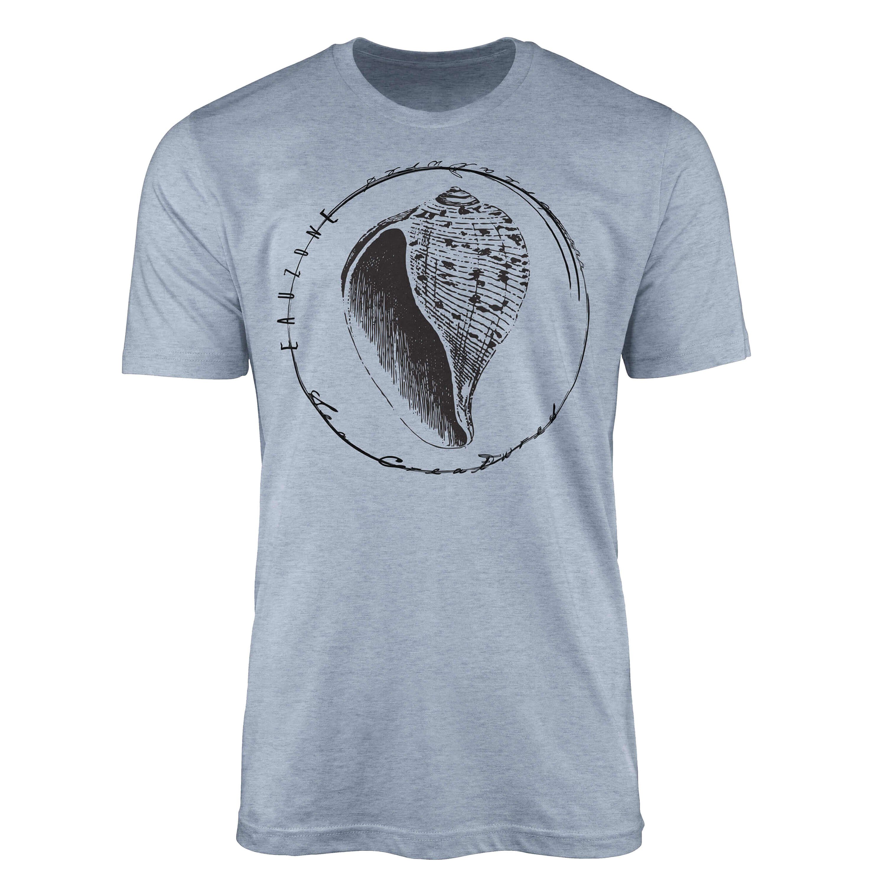 Sinus Art T-Shirt T-Shirt Tiefsee Fische - Serie: Sea Creatures, feine Struktur und sportlicher Schnitt / Sea 057 Stonewash Denim