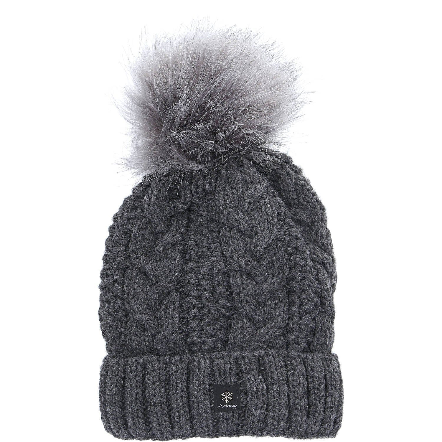 Antonio Strickmütze Antonio Damen Strick Mütze Beanie dark grey (1-St)