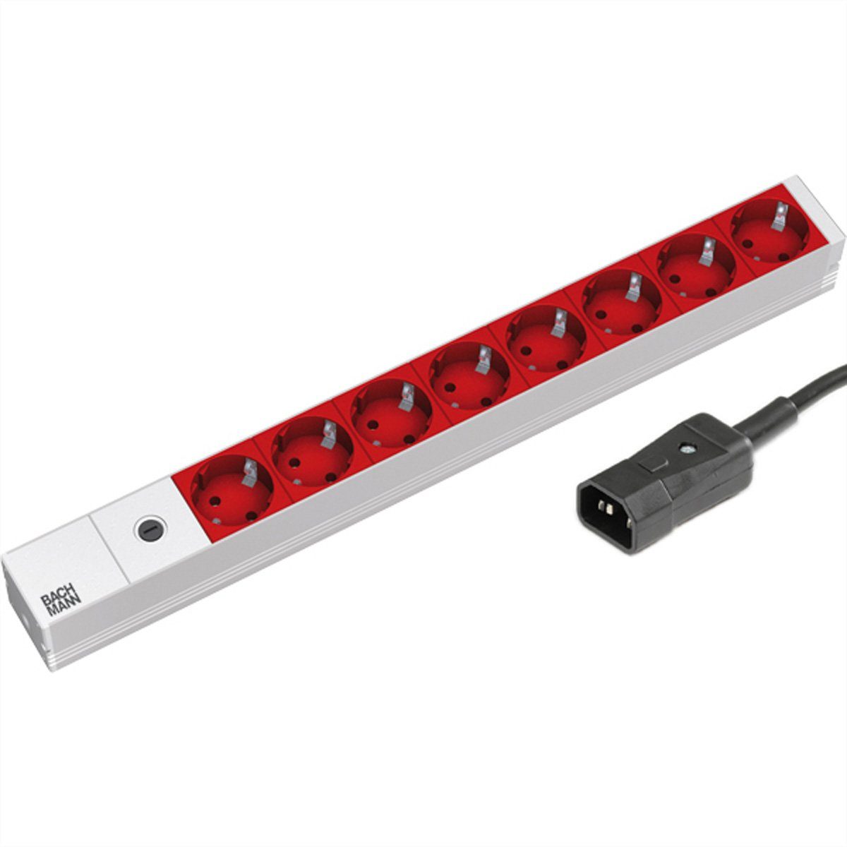 Bachmann 19" Steckdosenleiste 8-fach, 2300W, IEC320 C14 Stecker Steckdosenleiste (Kabellänge 2 m)