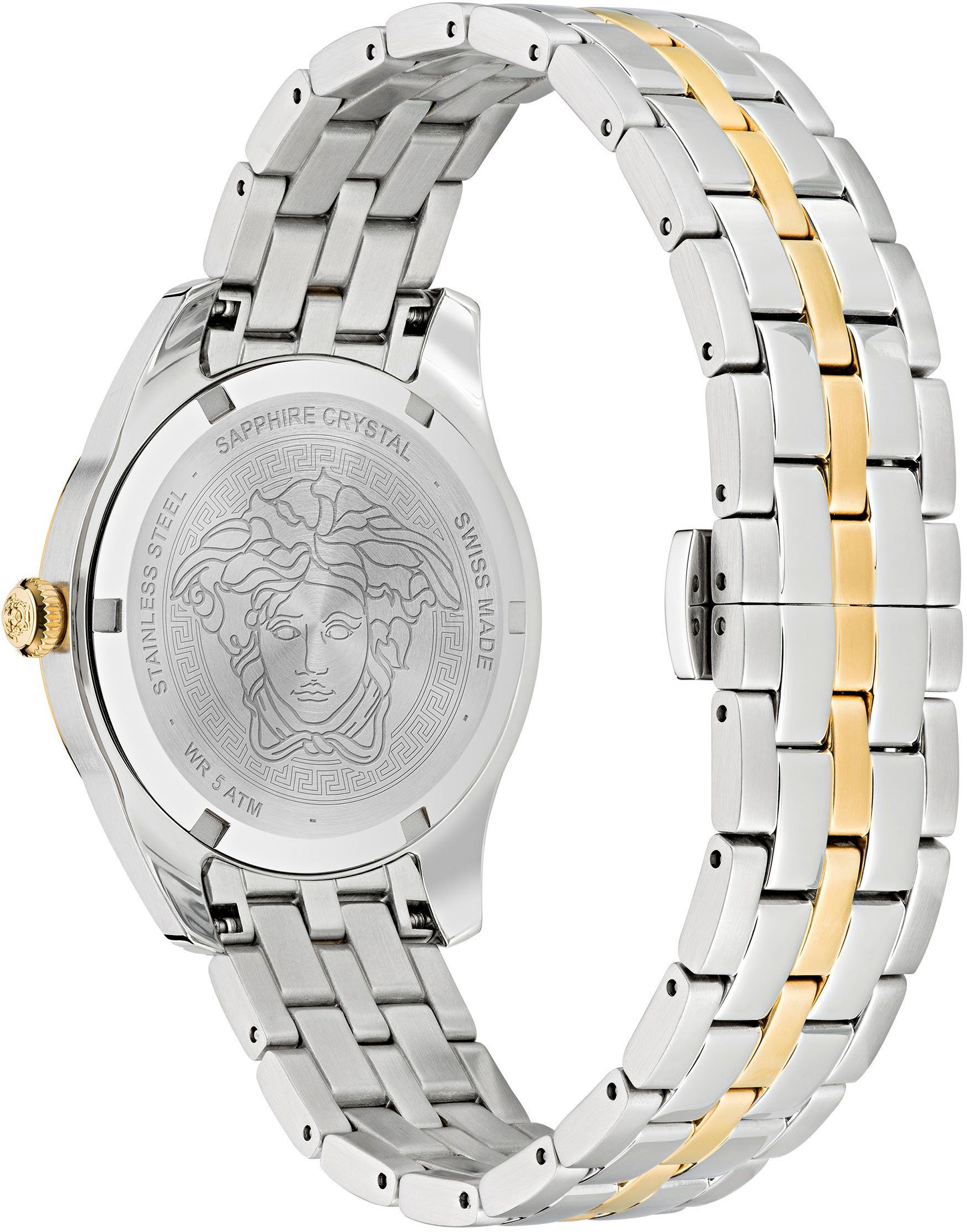 Versace Quarzuhr GRECA TIME LADY 35 mm VE6C00423, Armbanduhr, Damenuhr, Saphirglas, Swiss Made, bicolor, Leuchtzeiger