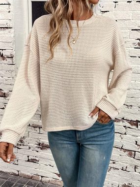 AFAZ New Trading UG Ajourpullover lässiges, schulterfreies Langarm-Sweatshirt für Damen