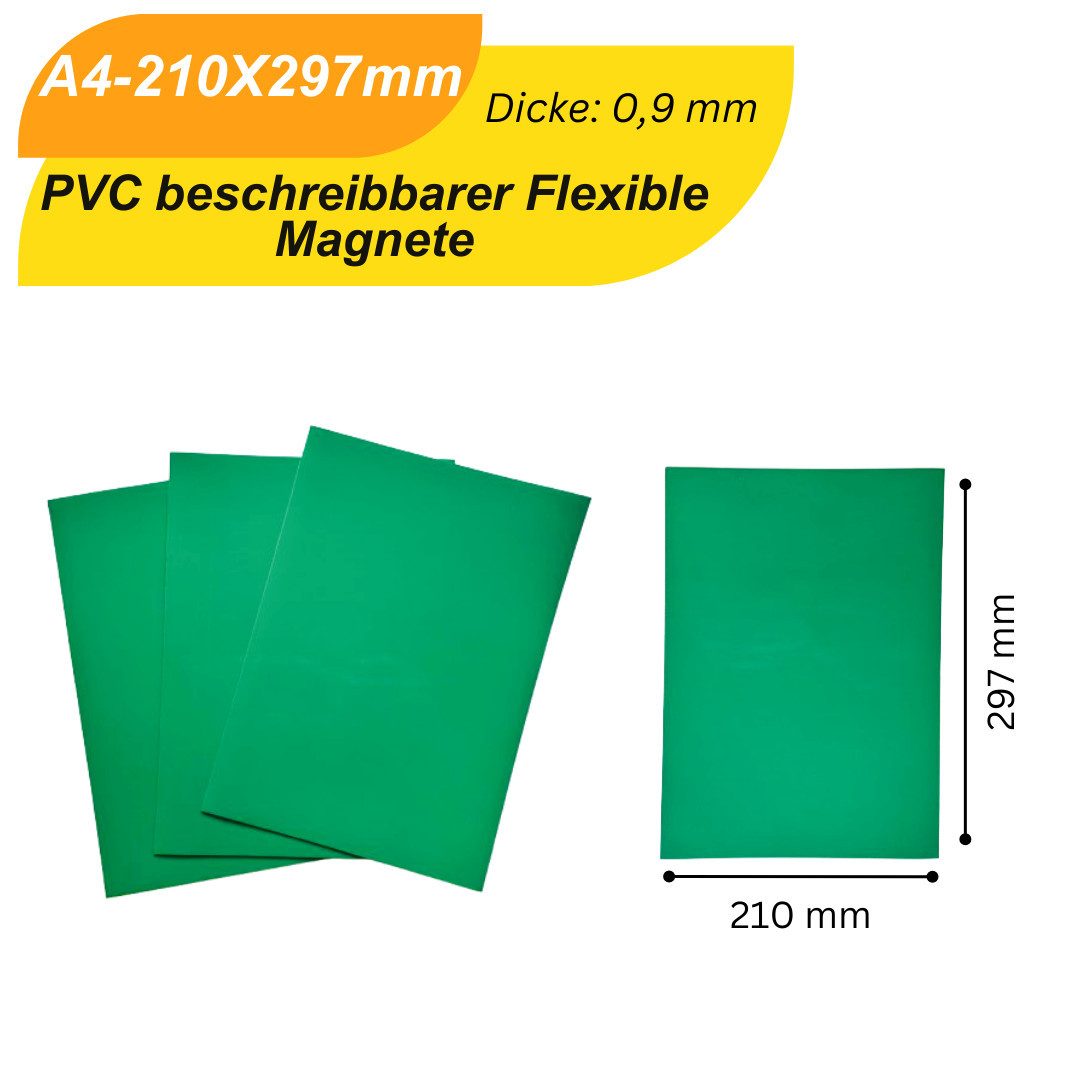 MaajeeKuto Magnet Magnetfolie 0,9 mm DIN A4 grün PVC beschreibbar stark (1-St)