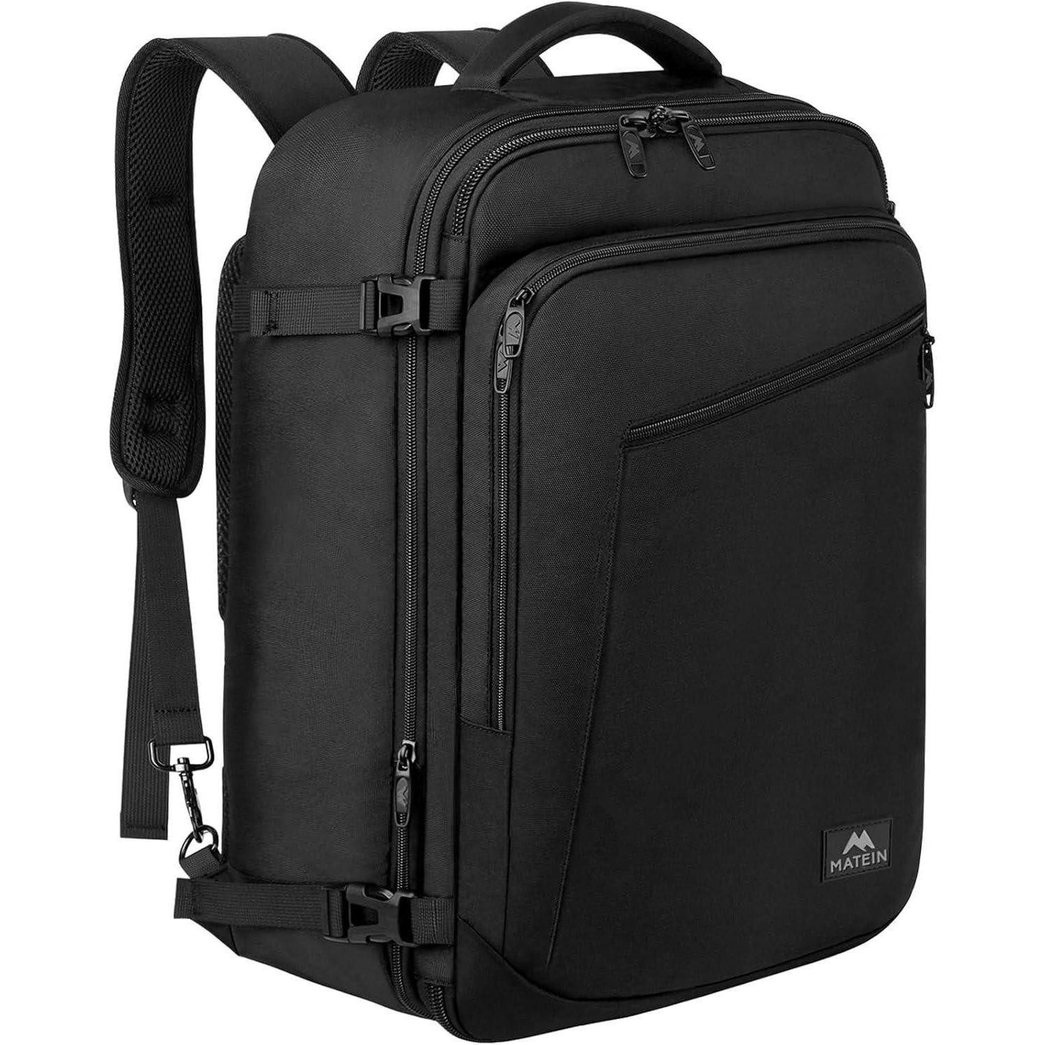 LuxusKollektion Handgepäckkoffer Reiserucksack 50L Handgepäck Erweiterbar Air France 55x35x25cm Schwarz