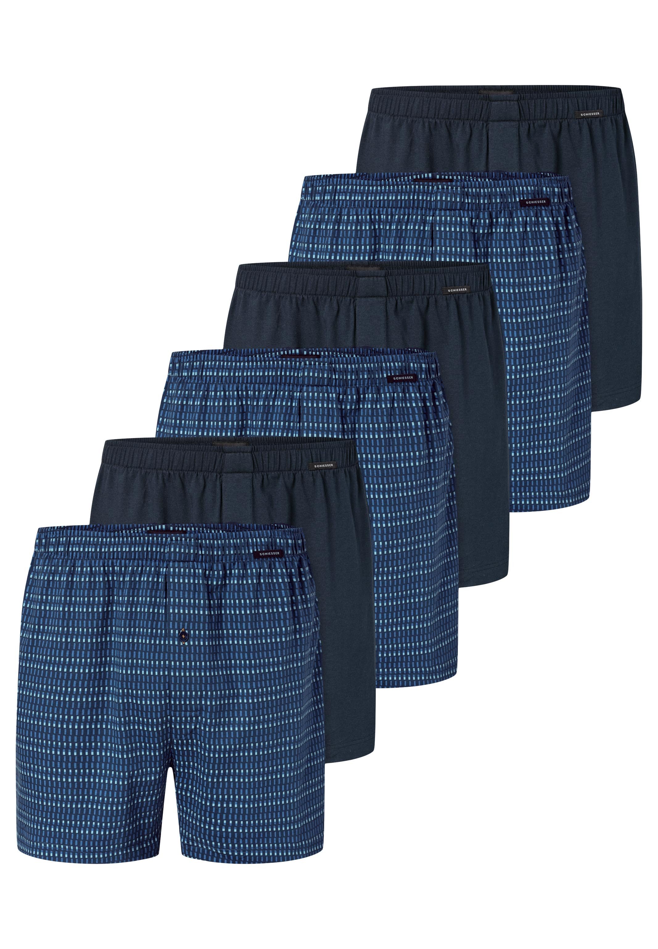 Schiesser Boxershorts 6er Pack Single Jersey (Spar-Set, 6-St) Boxershorts - Baumwolle - ohne Eingriff - Atmungsaktiv