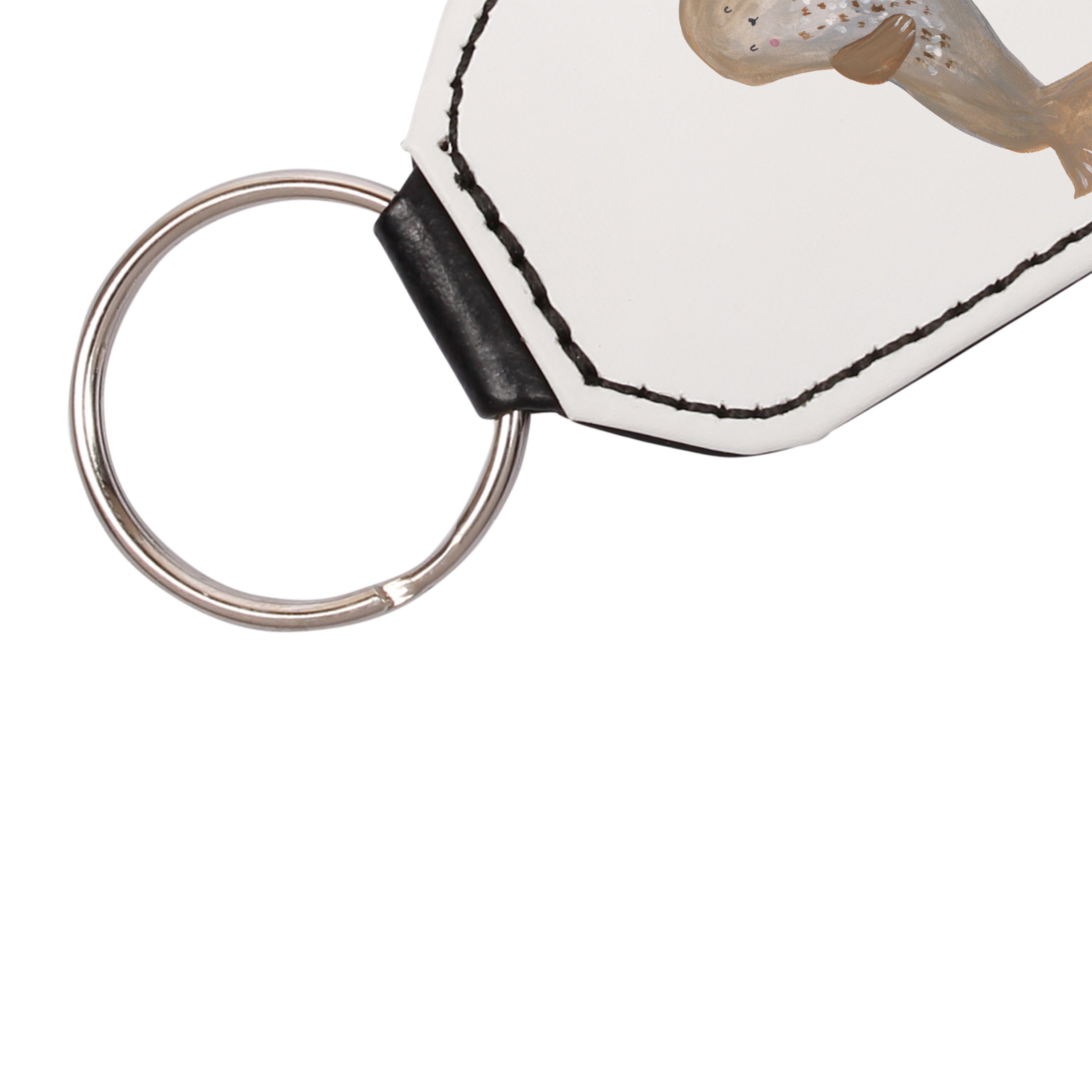 Schlüsselanhänger - - Geschenk, Tasc Schlüsselanhänger, lachend Schutzengel, Mrs. Mr. & (1-tlg) Robbe Panda Weiß