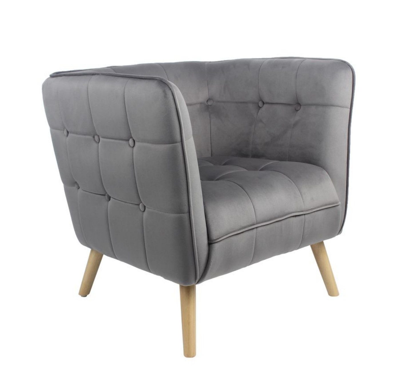 Happy Home Sessel Moderner Sessel mit Armlehne aus Samtbezug grau