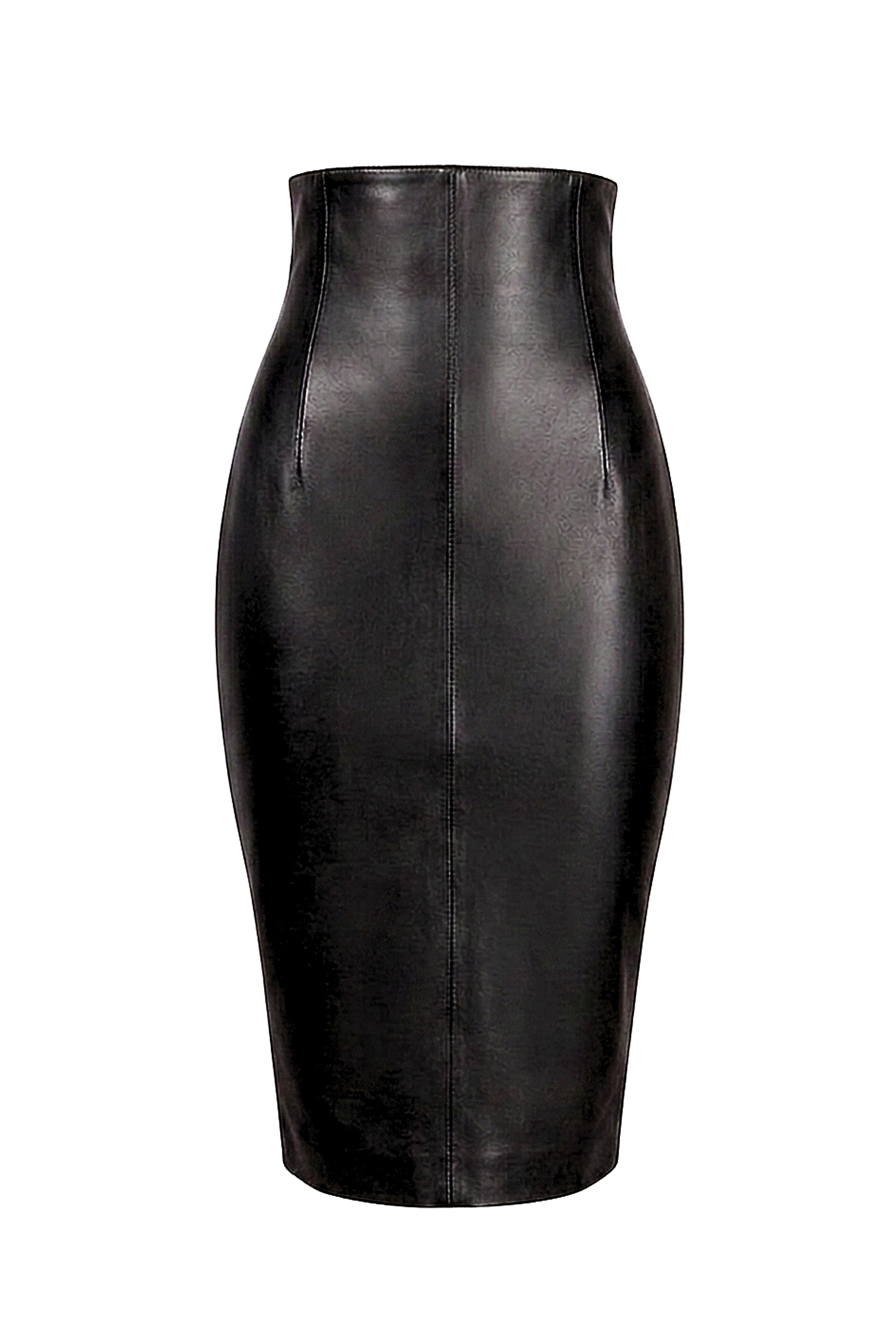 Be Noble Lederrock Madrid Eleganter knielanger Lederrock mit sehr hoher Taille