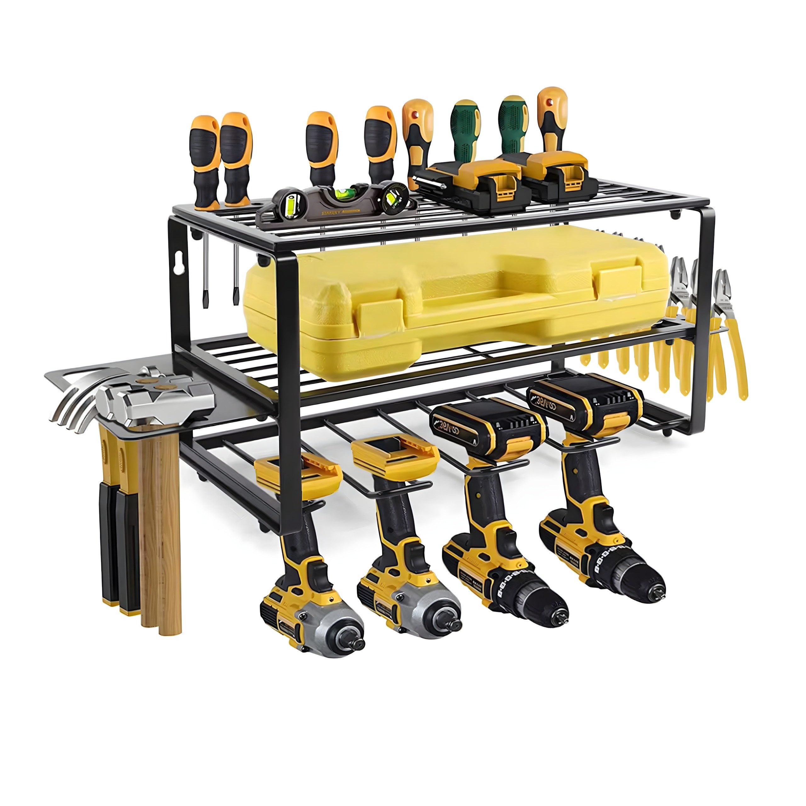 Realb2b Werkzeughalter Garage Wandregal Aufhänger Organizer Werkstattregal Metall 60cm, Einzelset Werkzeugregal für Elektrowerkzeuge, Stabiles Werkzeugregal aus Metall mit Крепления für Werkzeuge, Robustes Wandregal aus Metall zur Aufbewahrung von Elektrowerkzeugen