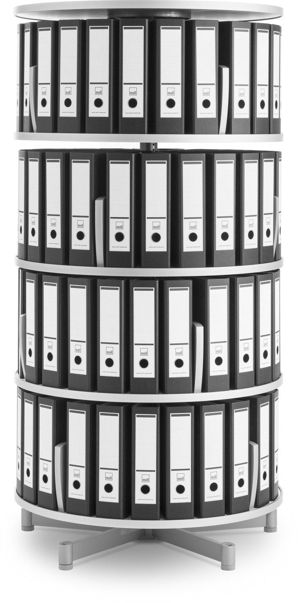 Moll Aktenschrank Ordnerdrehsäule Multifile 4 Etagen 96 Ordner weiß