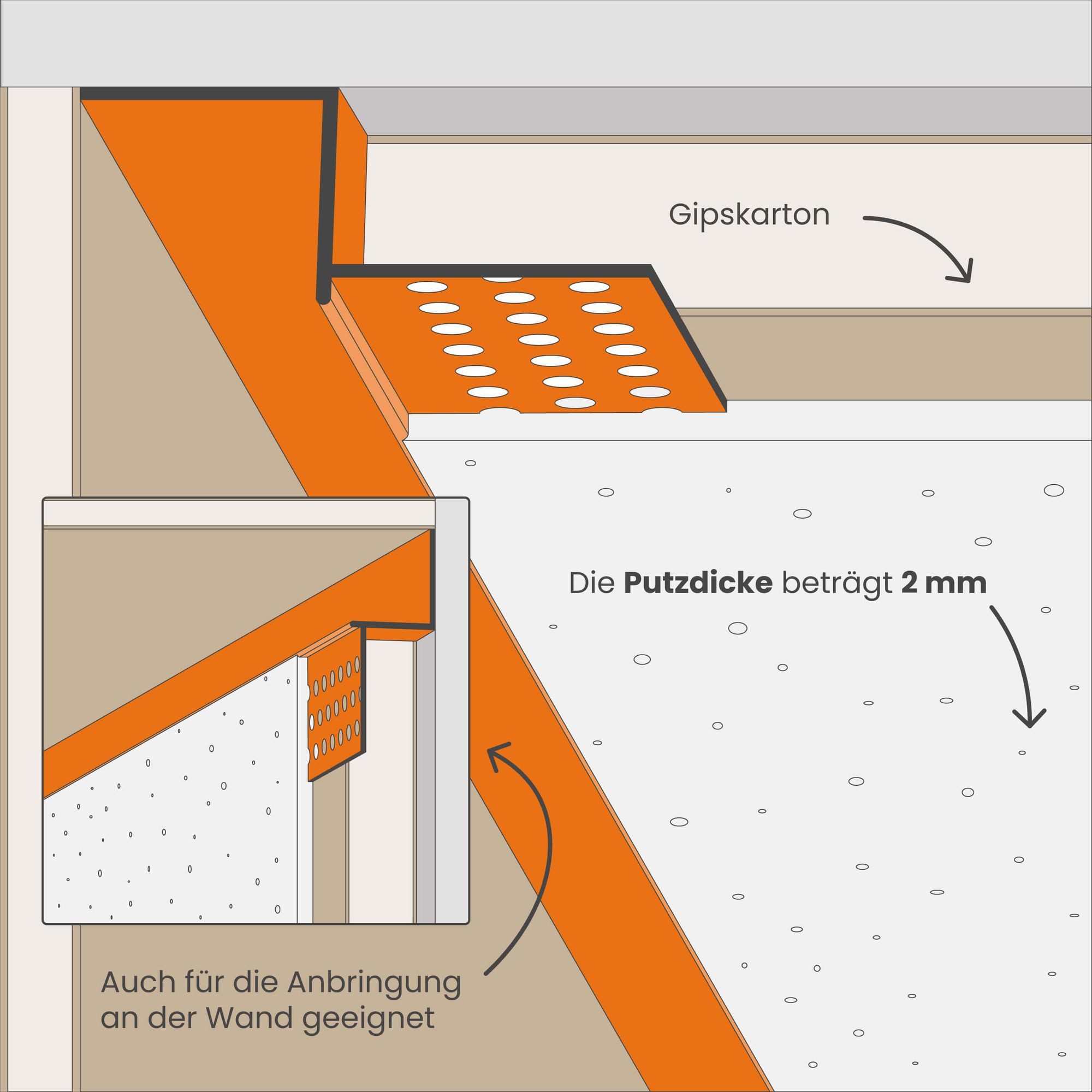 PROTEKTOR Profil Schattenfugenprofil Abschlussprofil 37824 (50 Stück, 305 cm, 12 mm, 50-St), Für Gipskarton im Trockenbau aus Hart-PVC